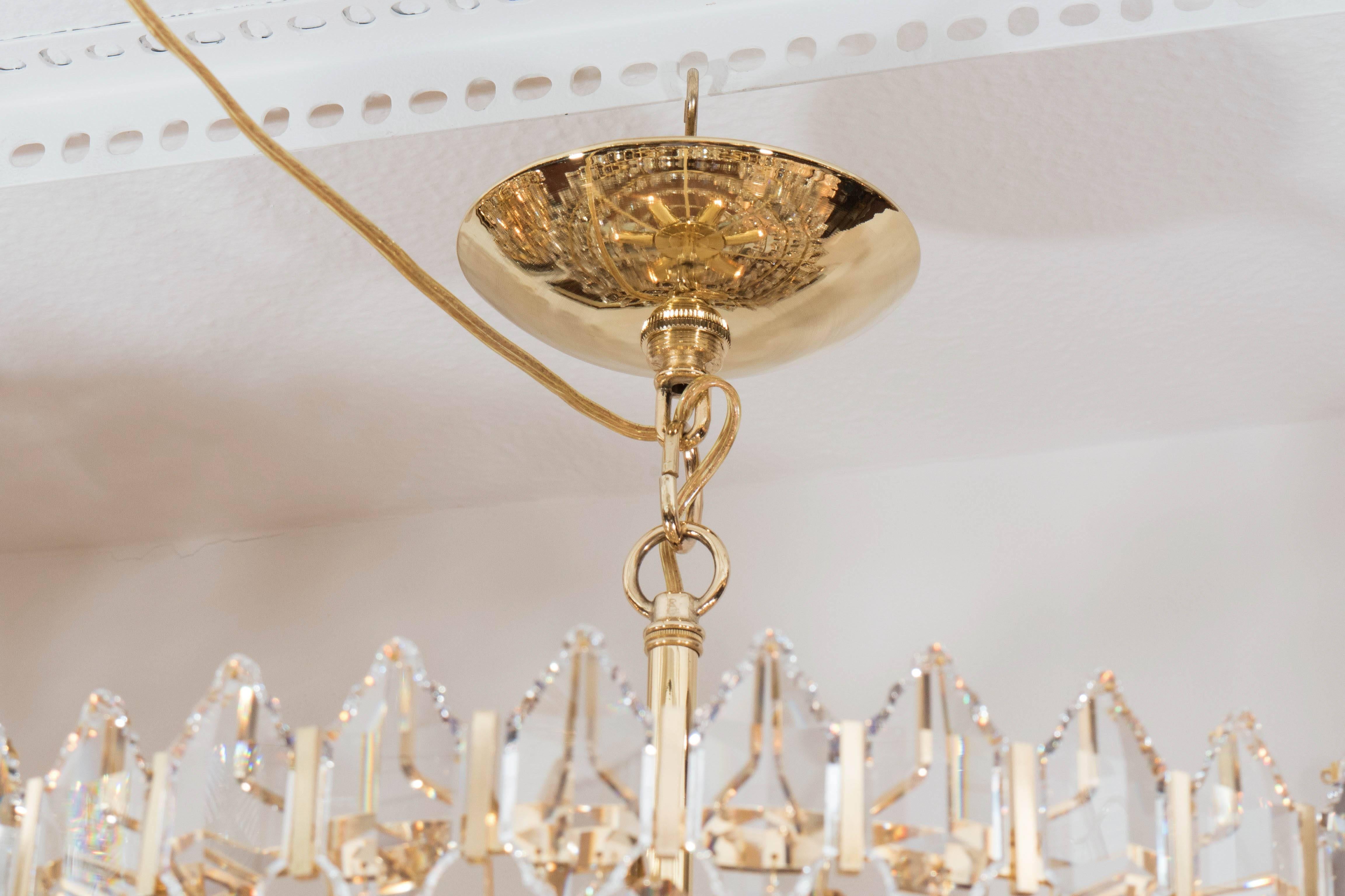 Austrian Tiered Brass and Crystal Chandelier