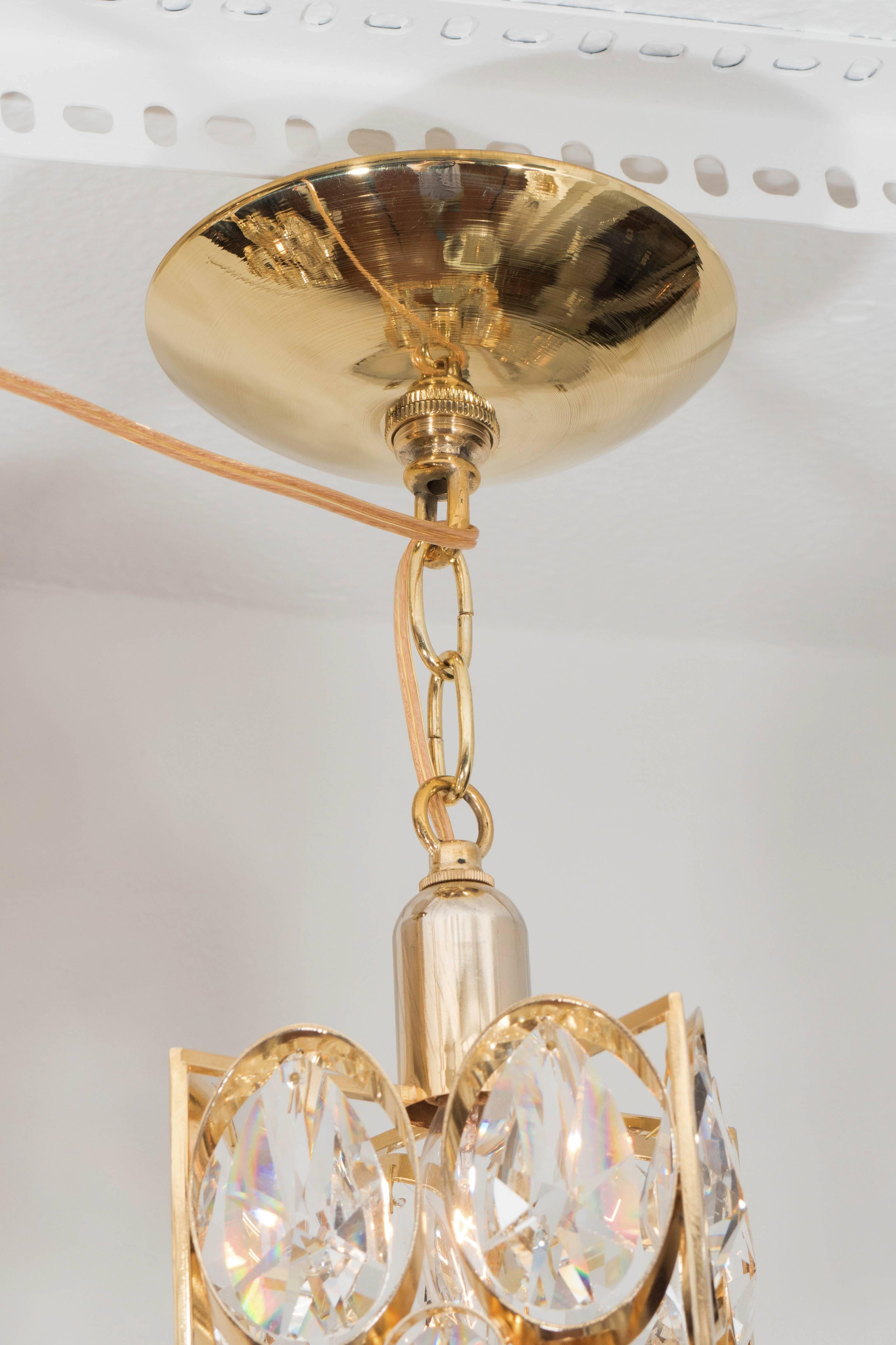 Petite Brass and Crystal Pendants In Good Condition For Sale In New York, NY