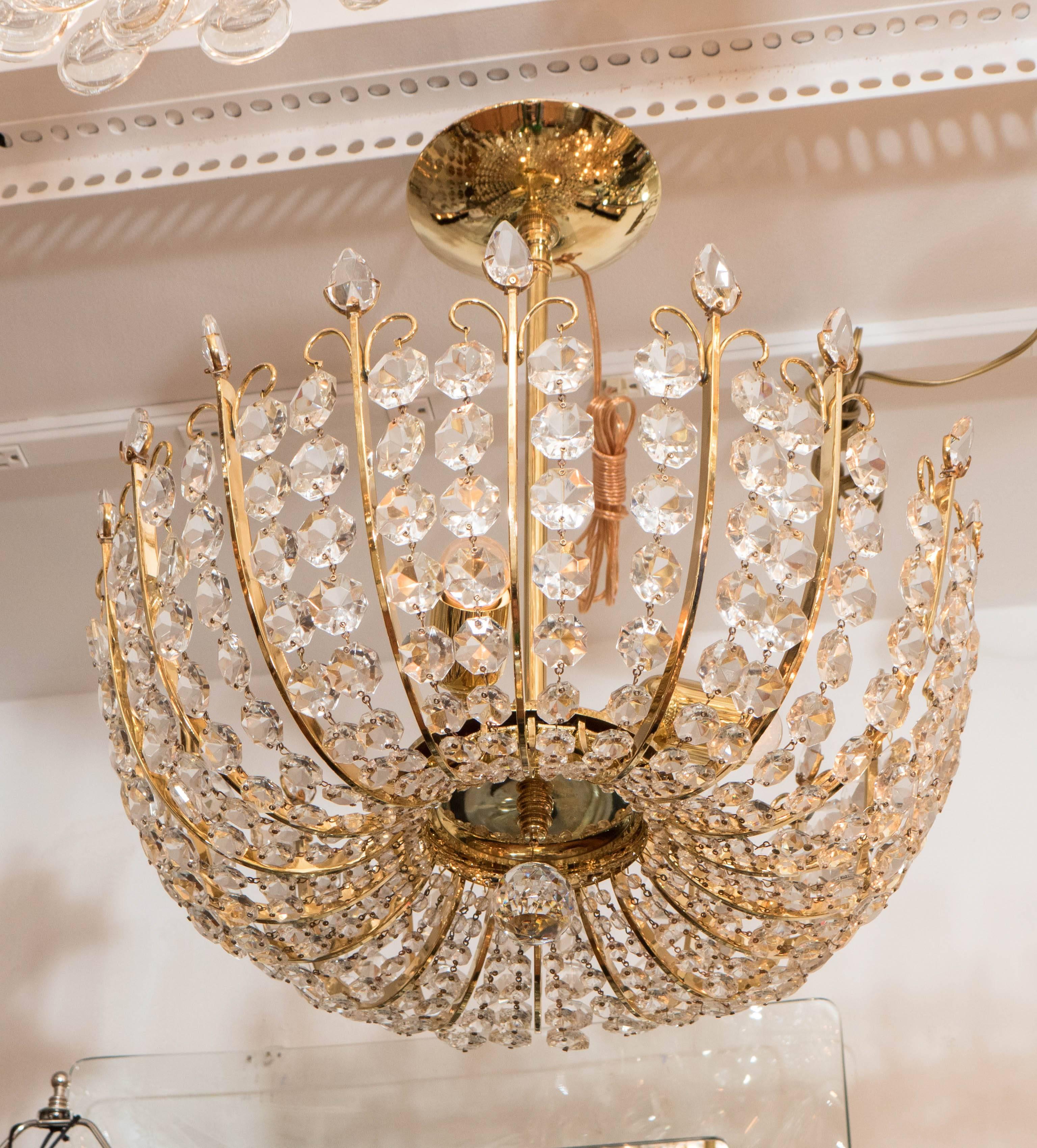 Brass and Crystal Element Chandelier 1
