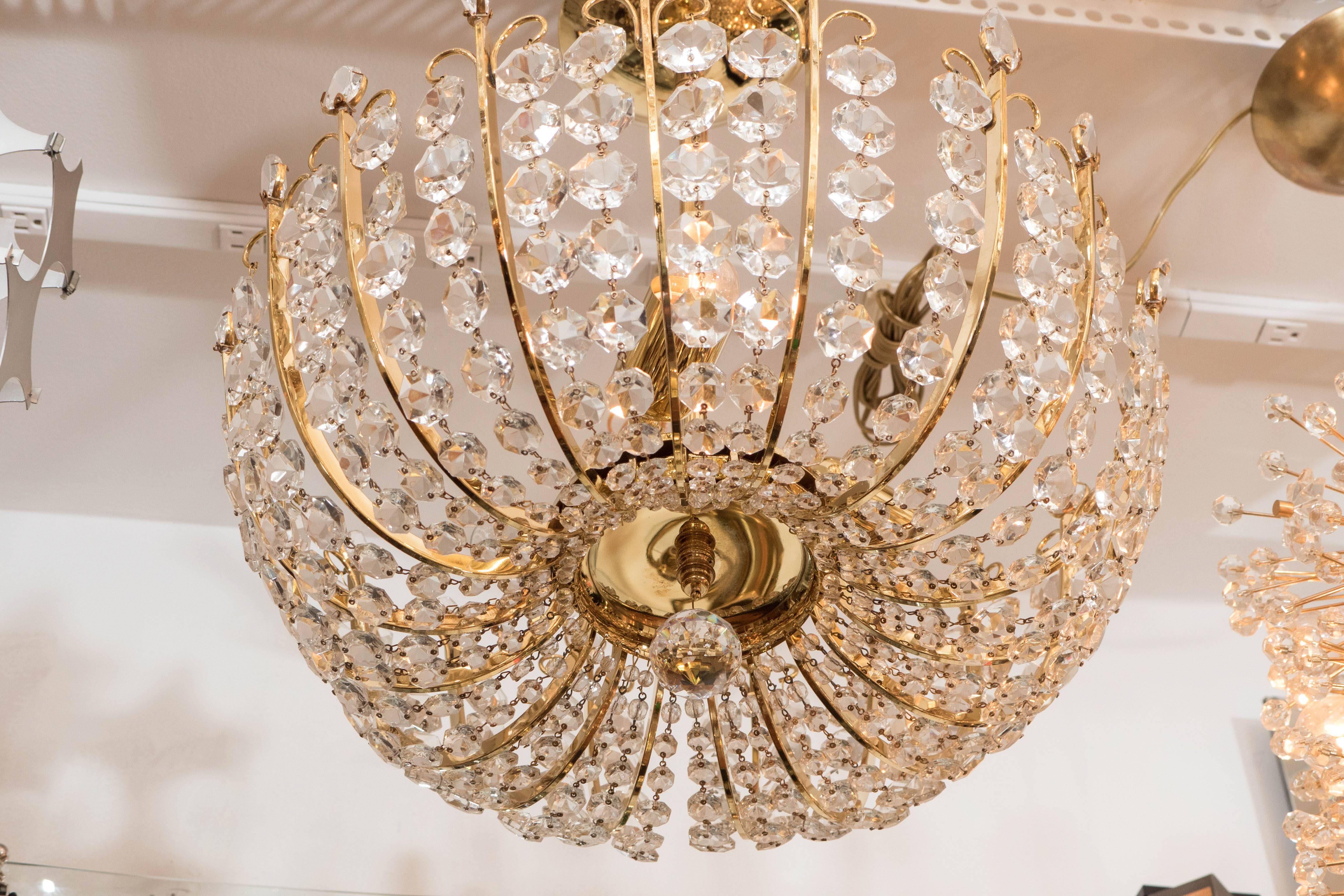 Brass and Crystal Element Chandelier 2