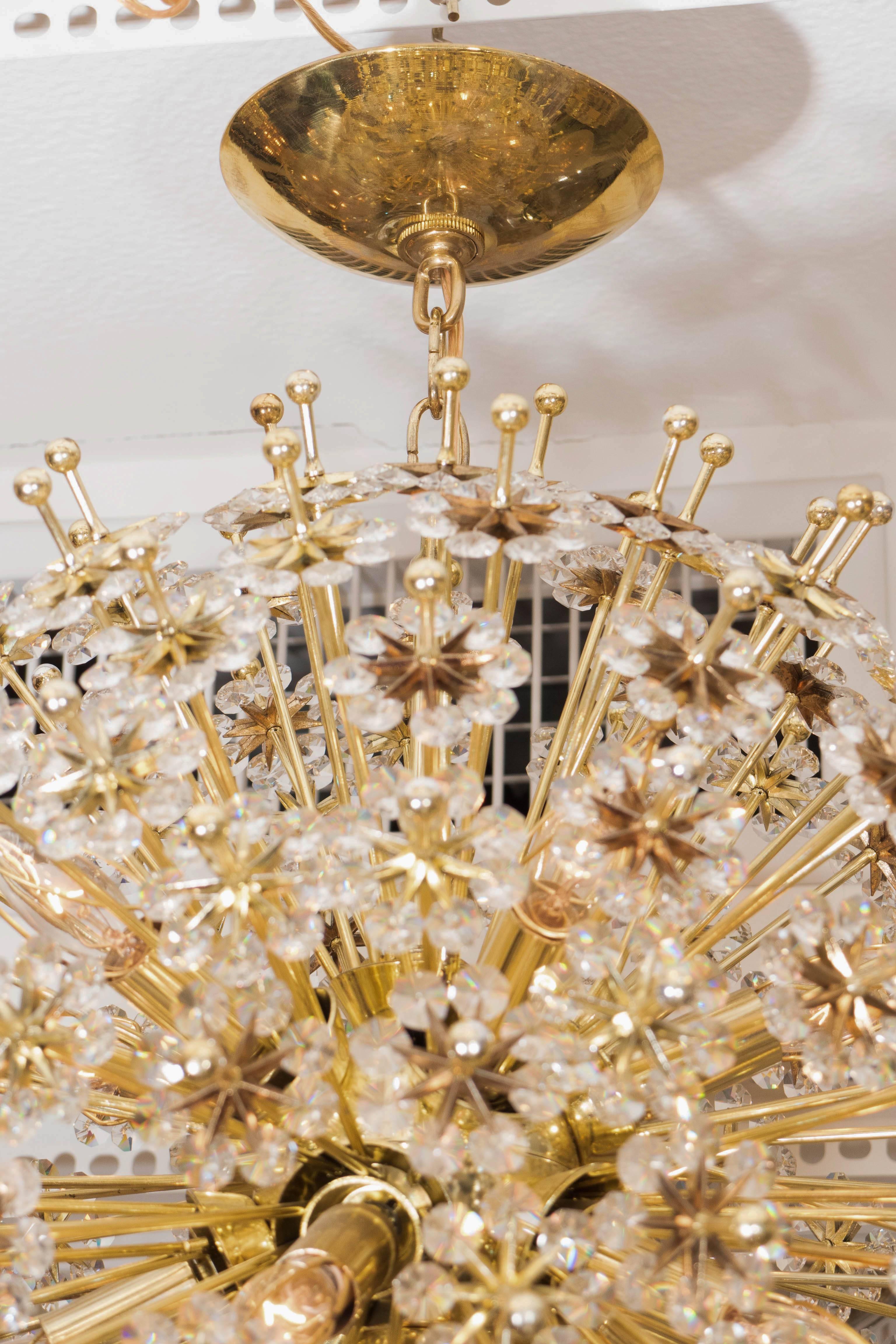 Mid-Century Modern Brass Starburst Pendant Ceiling Fixture