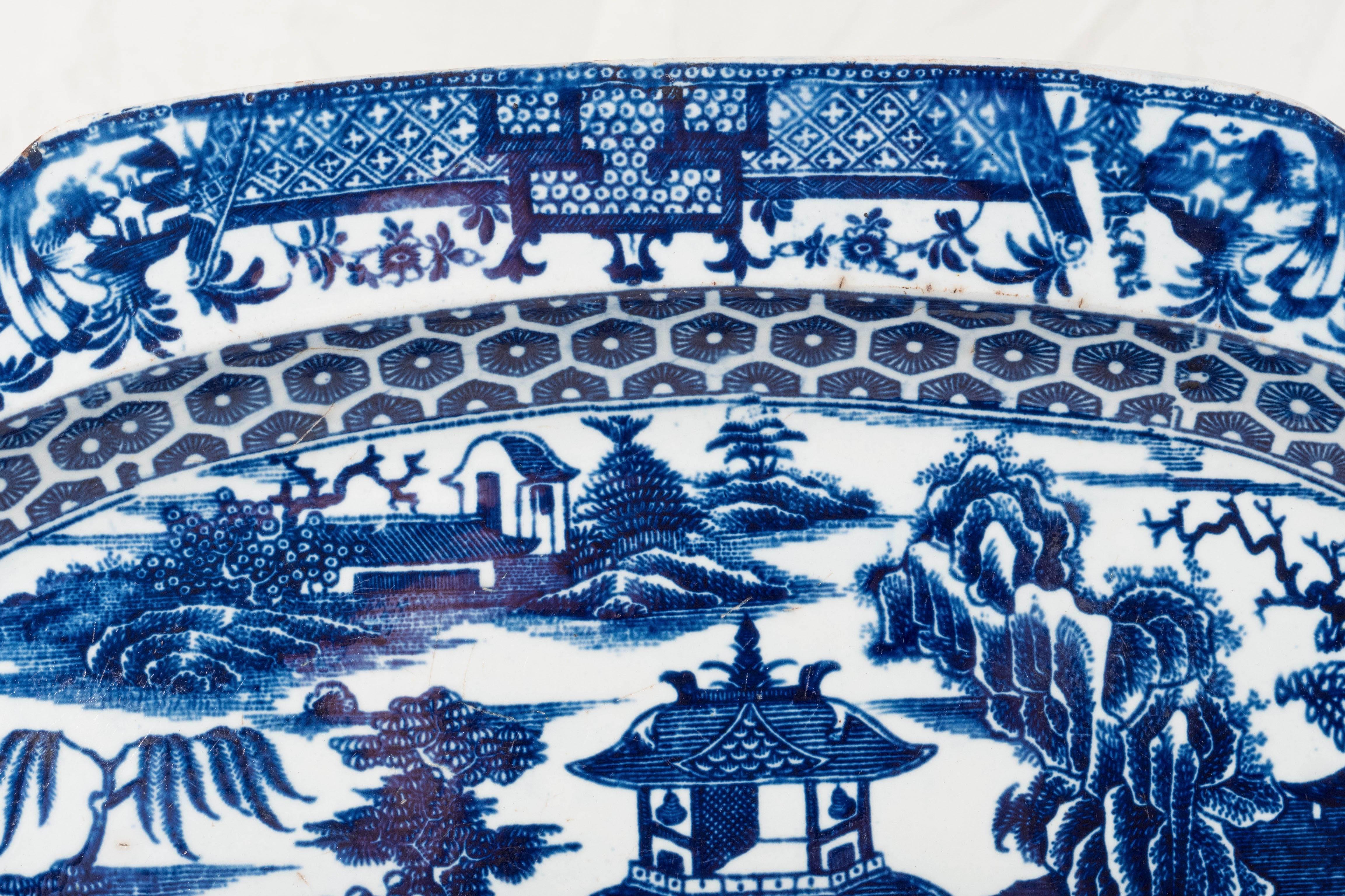 Late 18th Century English Blue and White Platter with the 