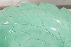 Mint Green Creamware Fruit Bowl with Oak Leaf Design in