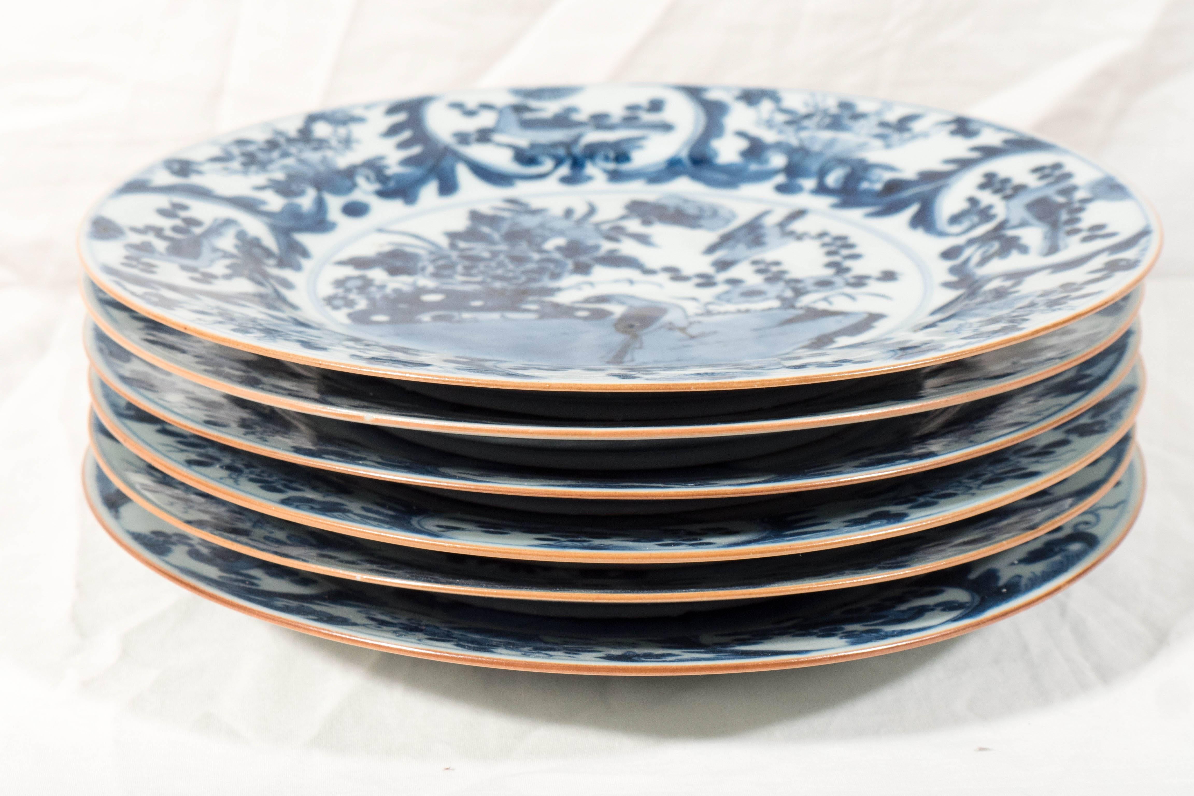 A Set of Six Antique Chinese Porcelain Blue and White Porcelain Dishes 3