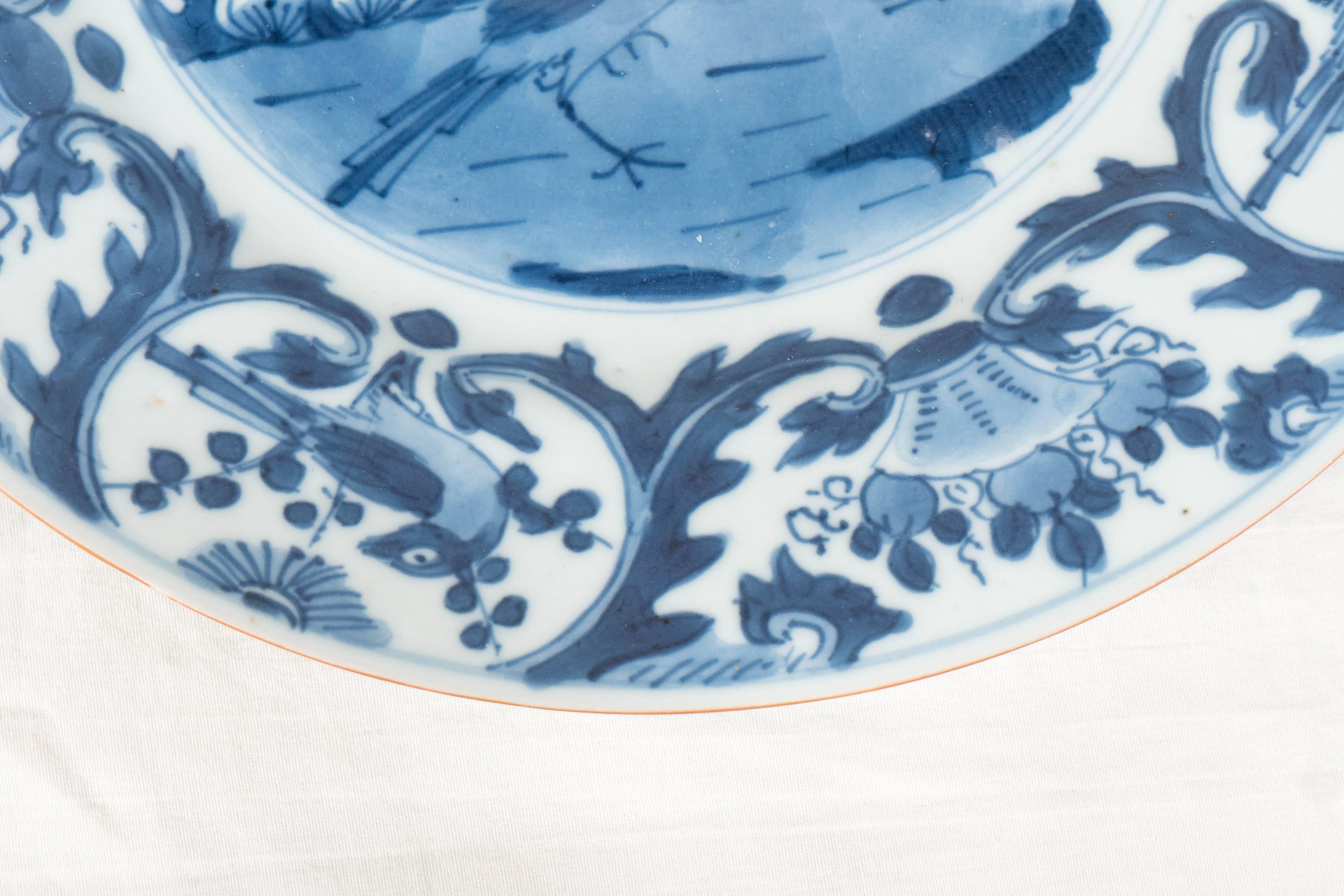 Hand-Painted A Set of Six Antique Chinese Porcelain Blue and White Porcelain Dishes