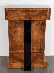 Elegant Bookmatched Burled Carpathian Elm Side Table with Drawer