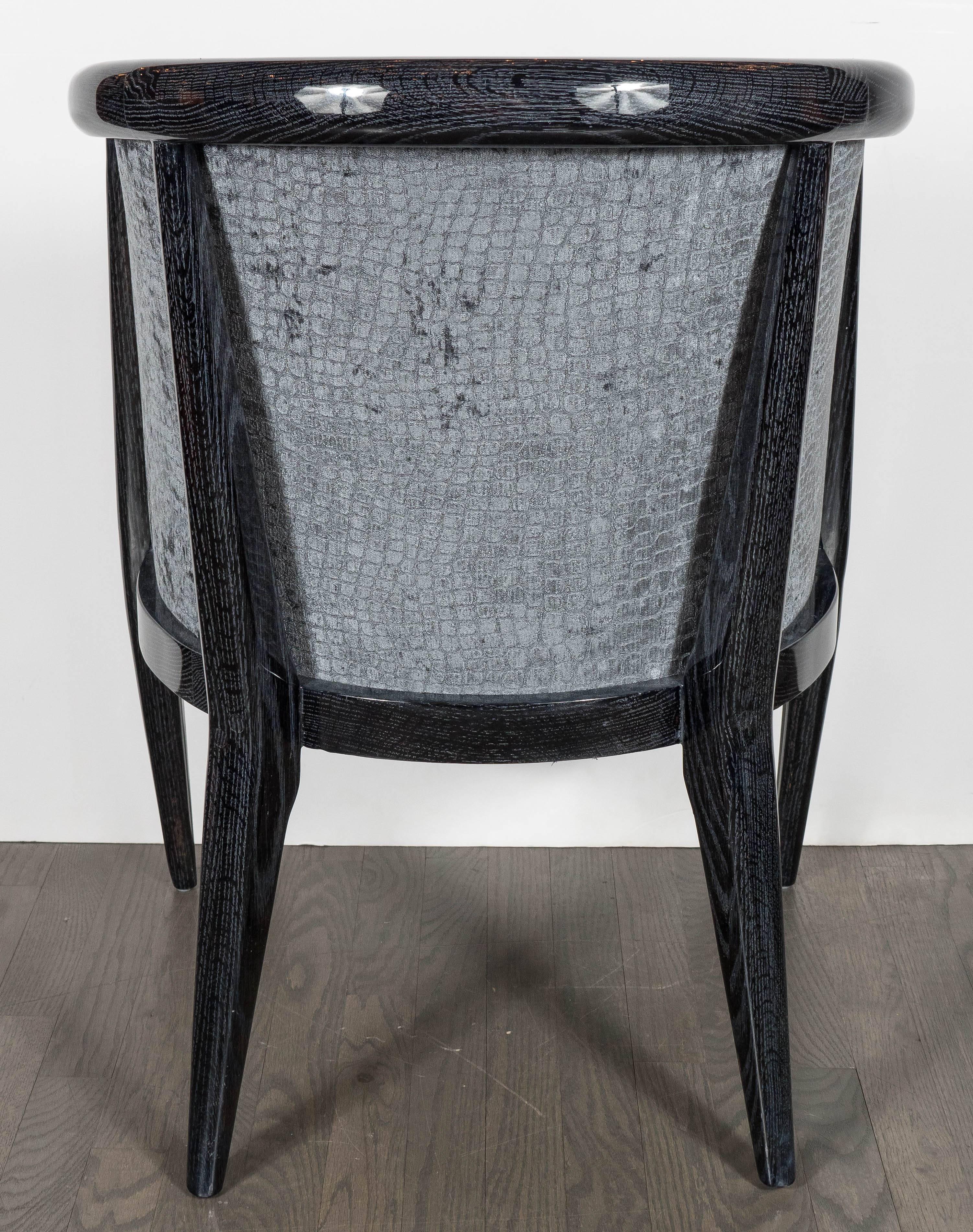 Mid-20th Century Chic Pair of Mid-Century Silver Cerused Chairs in the Manner of Harvey Probber