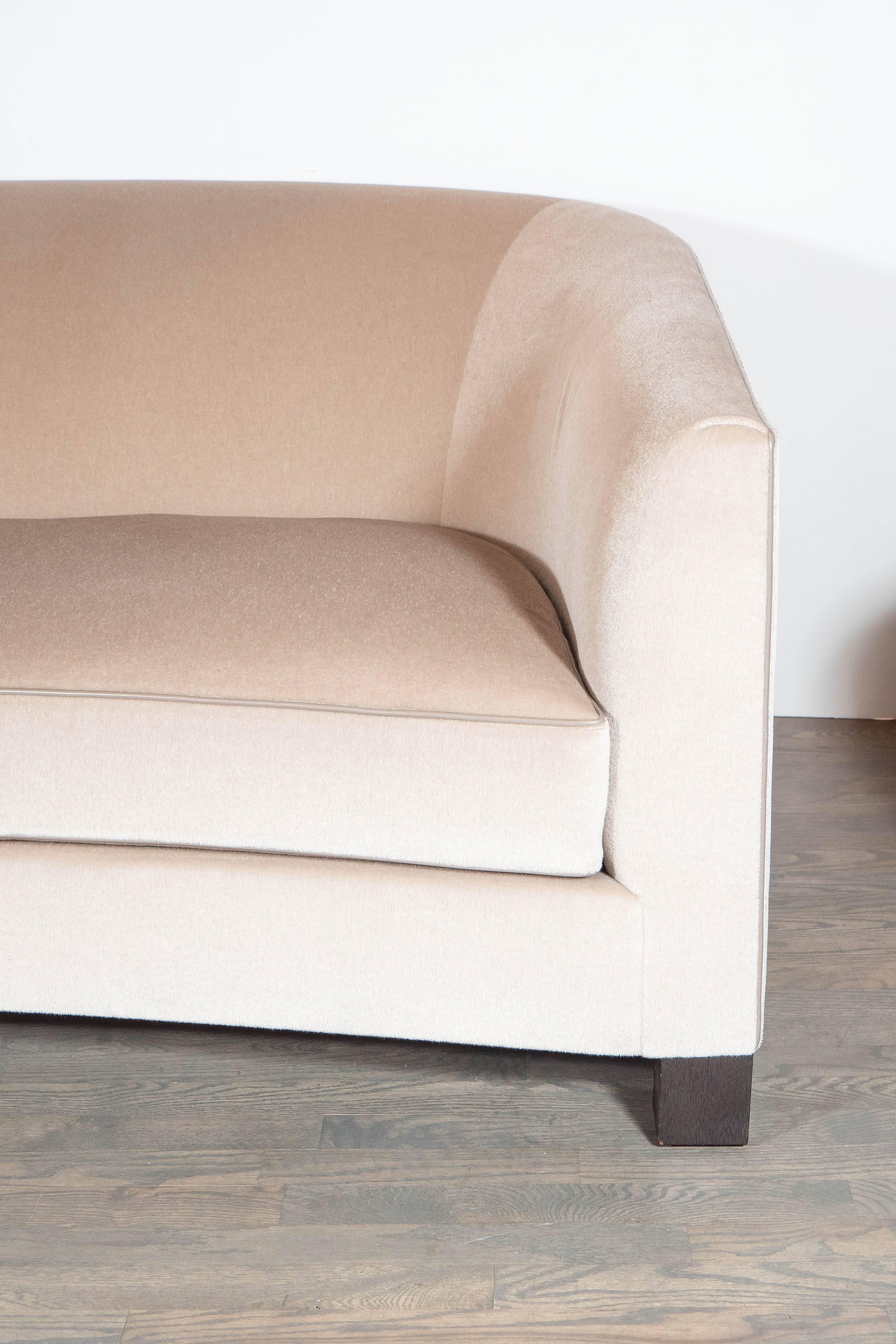 American Ultra Chic Bowed Design Sofa In Silk Mohair by John Hutton for Holly Hunt