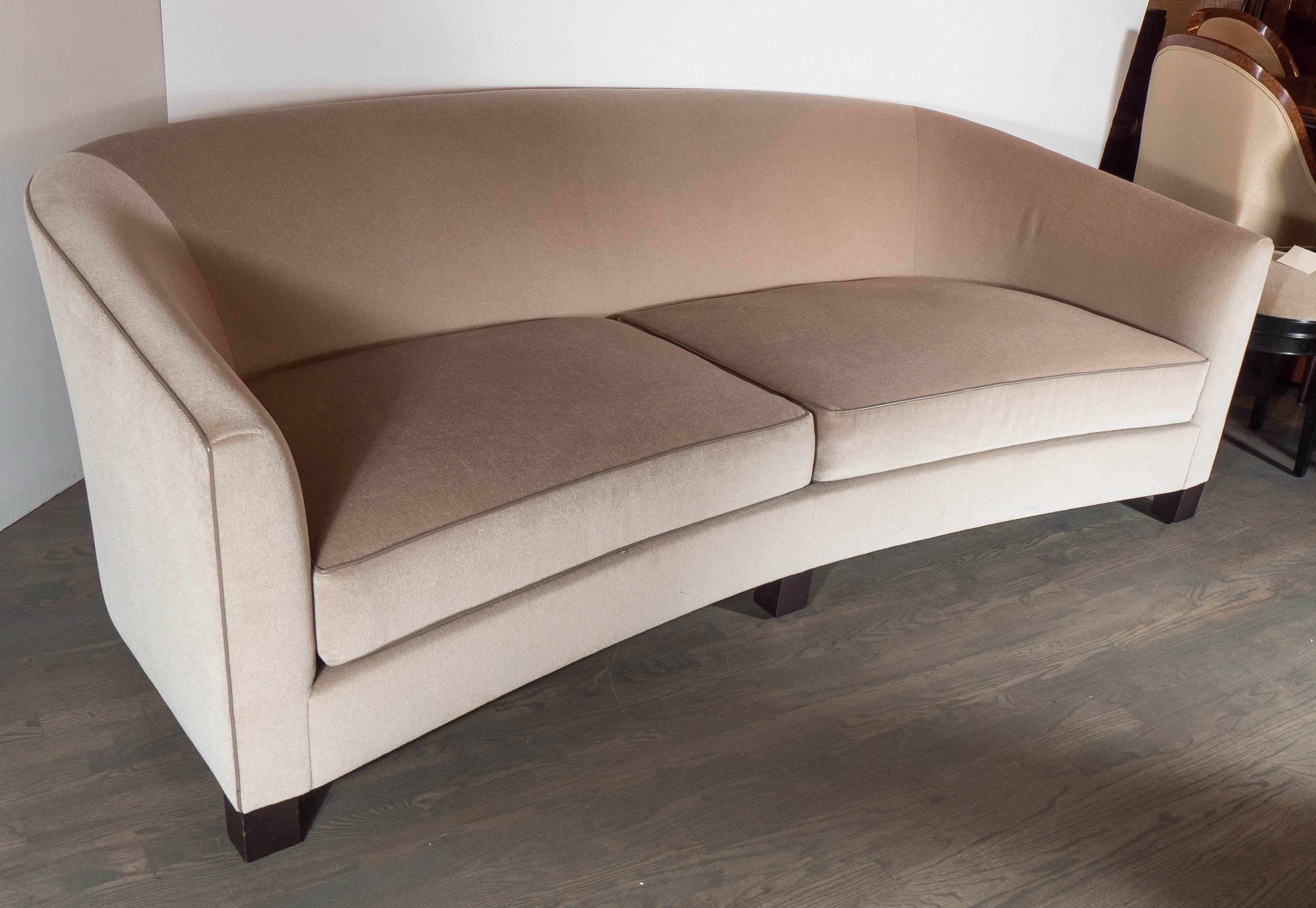 Ultra Chic Bowed Design Sofa In Silk Mohair by John Hutton for Holly Hunt In Excellent Condition In New York, NY