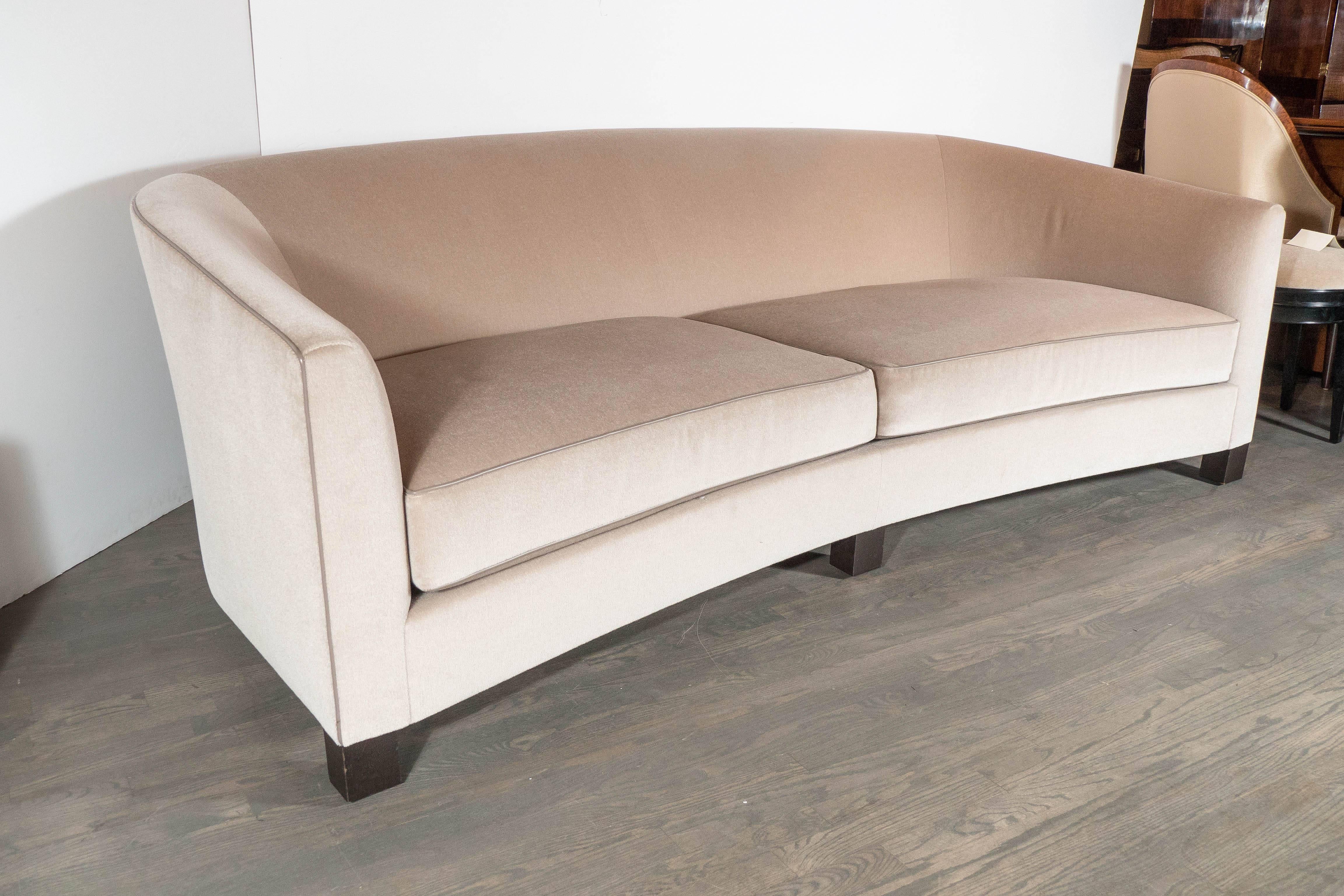 Contemporary Ultra Chic Bowed Design Sofa In Silk Mohair by John Hutton for Holly Hunt