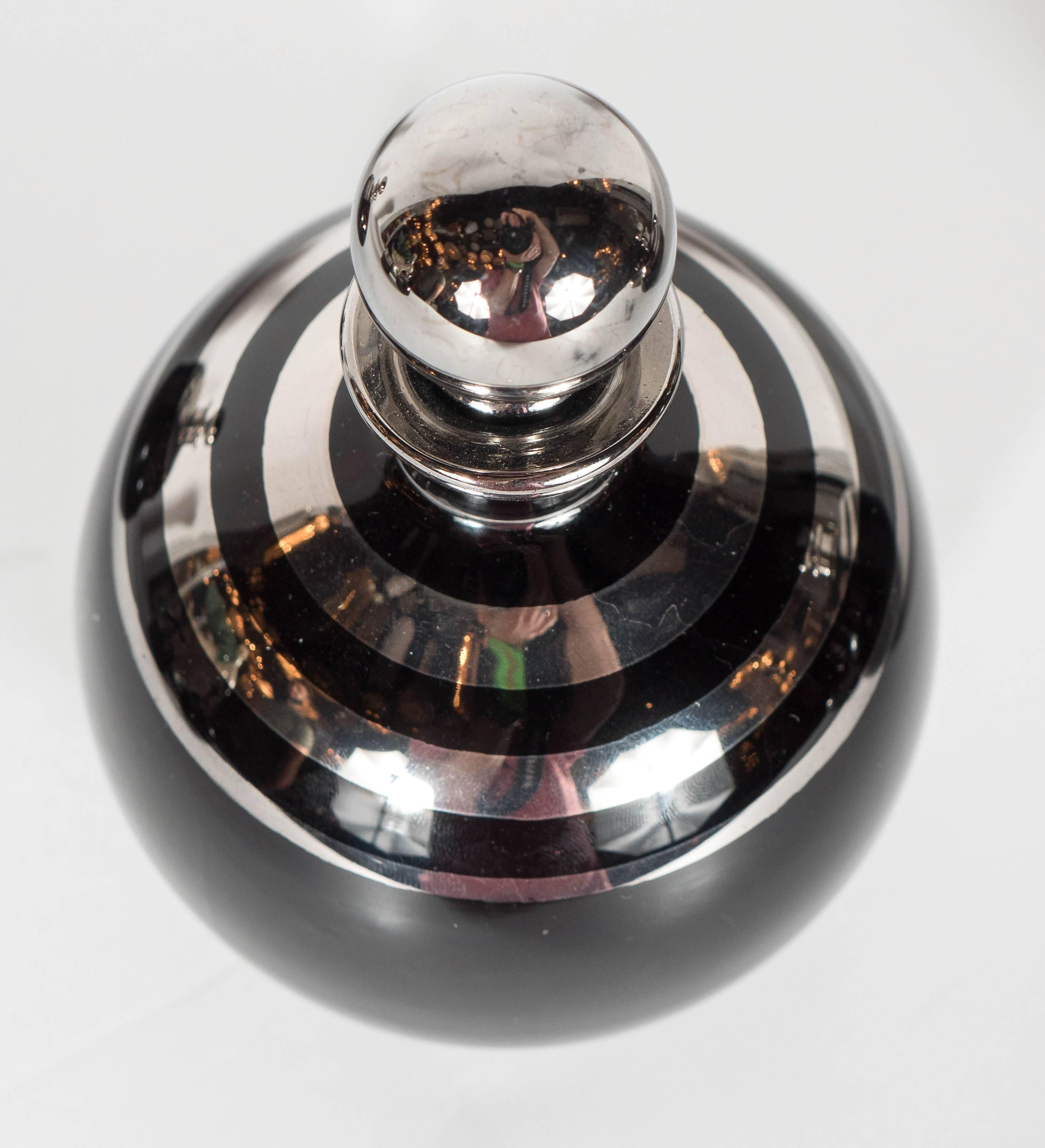 Stunning Art Deco Vanity Set in Dark Amethyst Glass with Sterling Banding 1