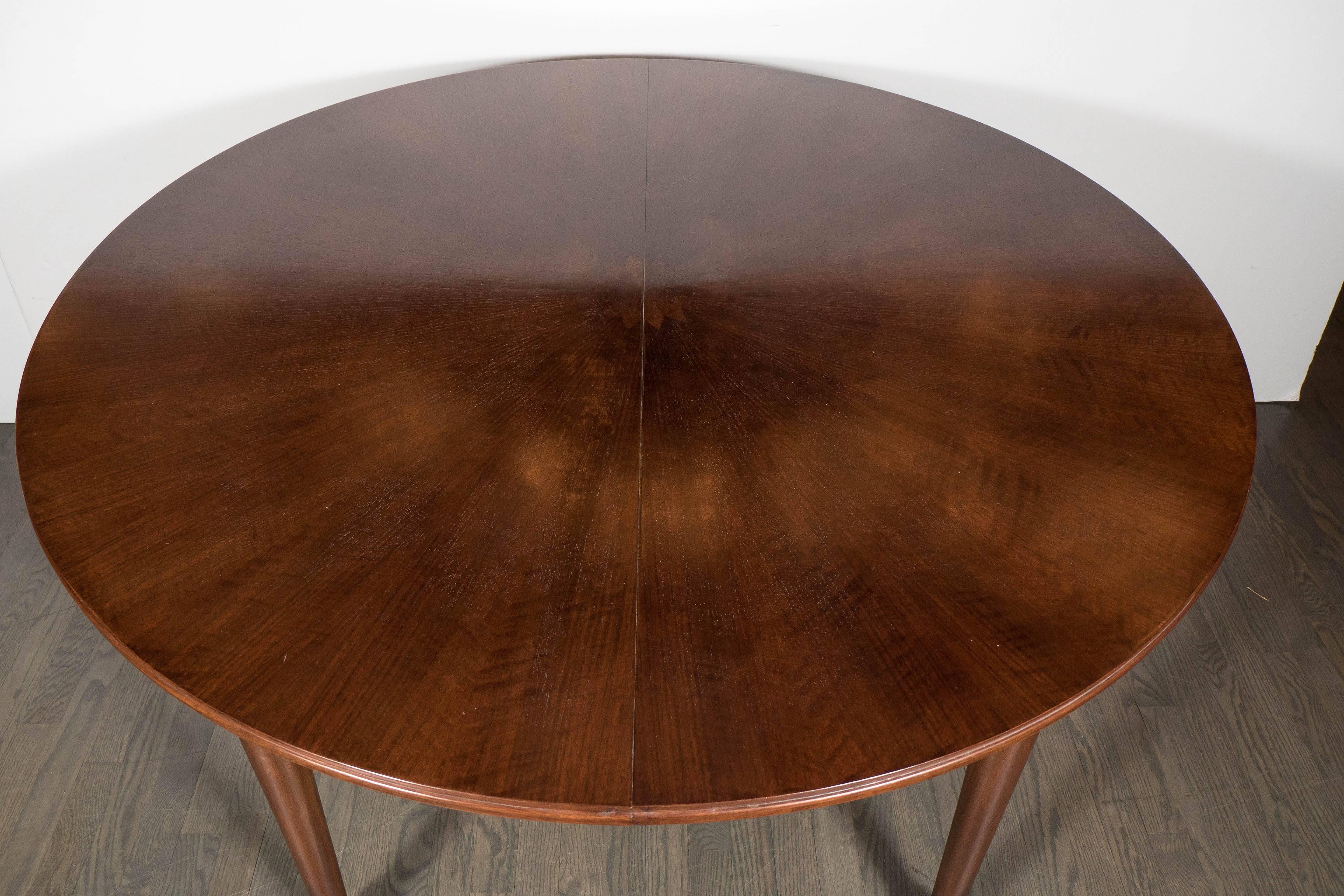 French Exquisite Mid-Century Modern Extendable Dining Table Signed by Jules Leleu