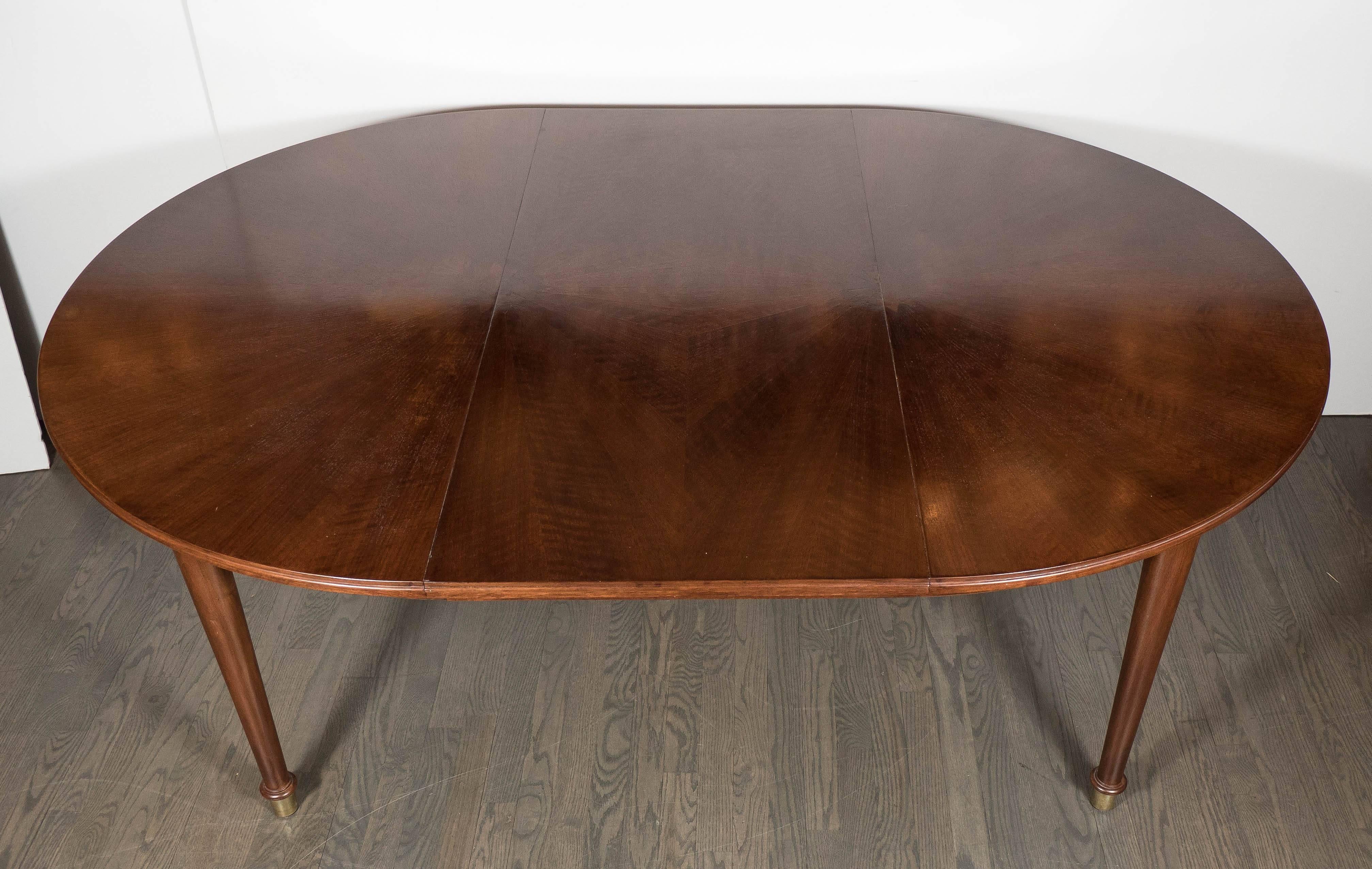 Brass Exquisite Mid-Century Modern Extendable Dining Table Signed by Jules Leleu