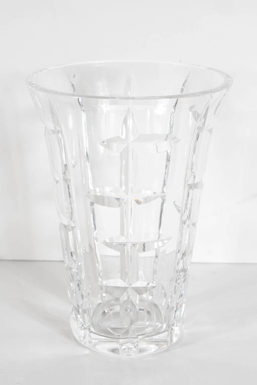 Midcentury Exquisite Etched Cut Crystal Vase by Cristalleries De Sevres