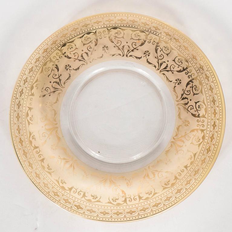 Splendid Set of Six Antique Gilded and Sterling Overlay Glass Dessert