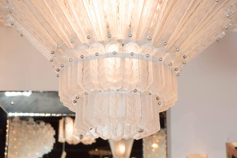 Art Deco Sabino Frosted And Clear Plume Chandelier At 1stdibs Art Deco Sabino Frosted And Clear Plume, Fine Art Plume Chandelier