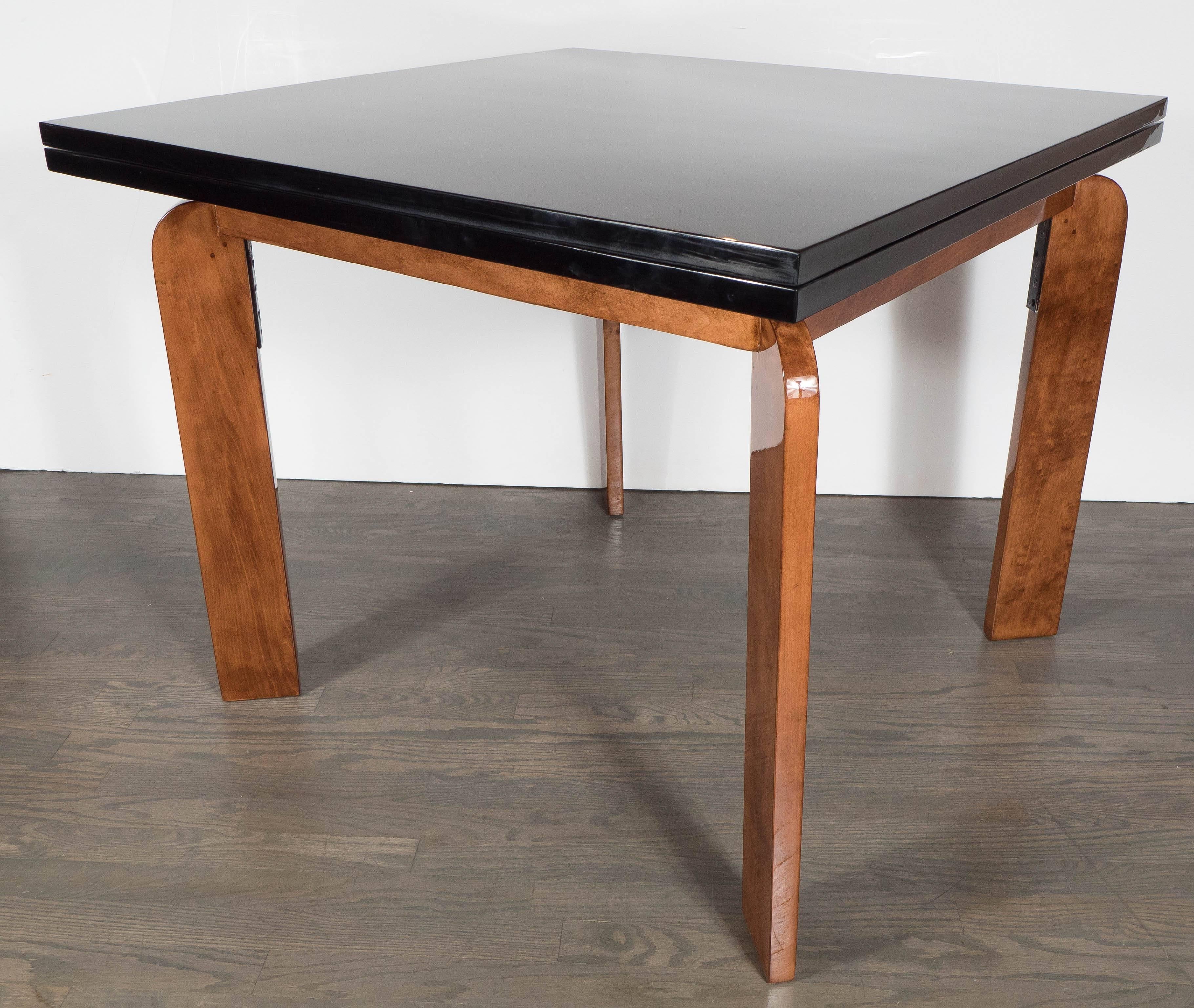 American  Streamline Art Deco Flip-Top Extension Dining Table or Game Table by Modernage
