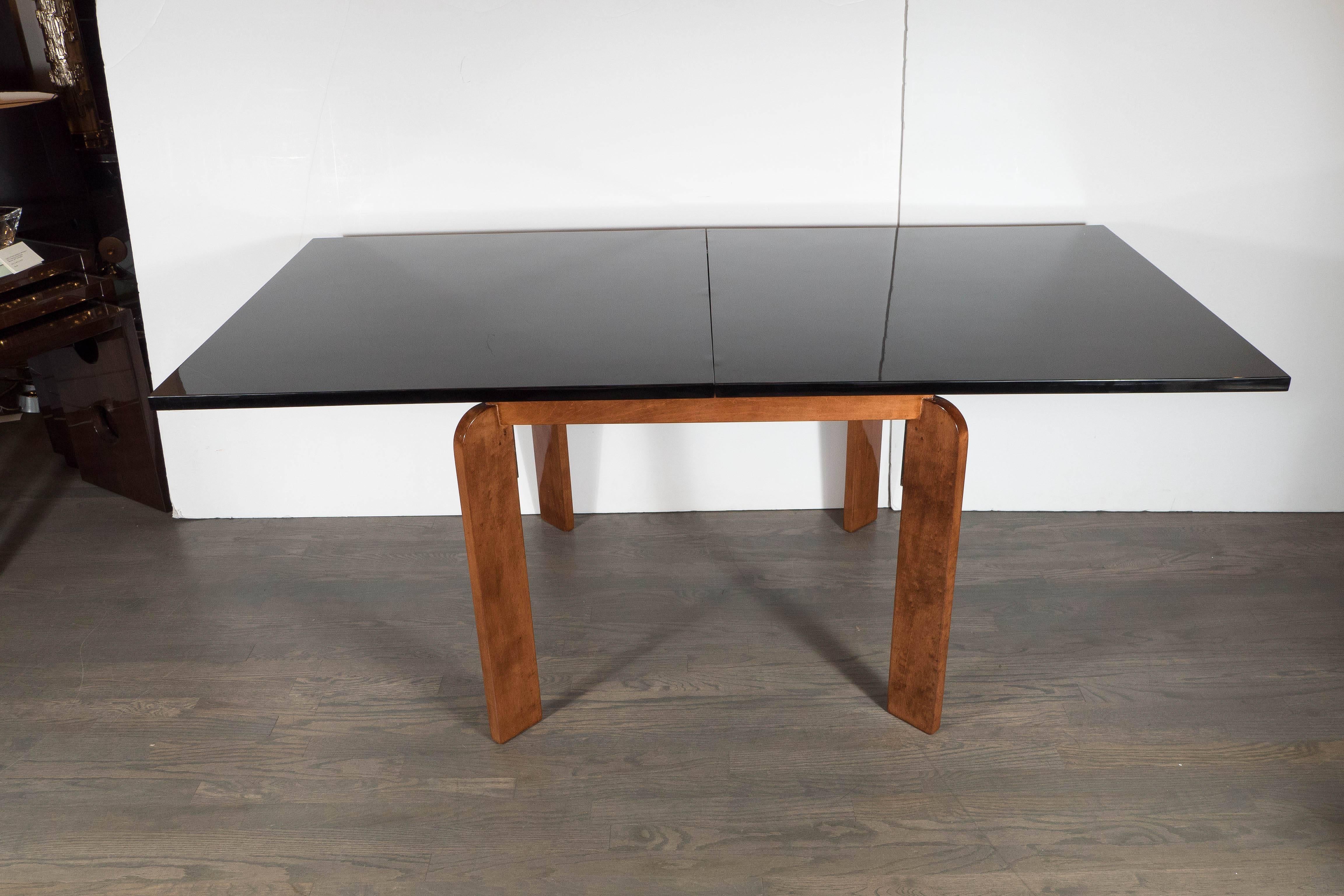 Mid-20th Century  Streamline Art Deco Flip-Top Extension Dining Table or Game Table by Modernage