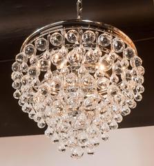 Hollywood Teardrop and Crystal Ball Chandelier in Nickel and Handblown Glass