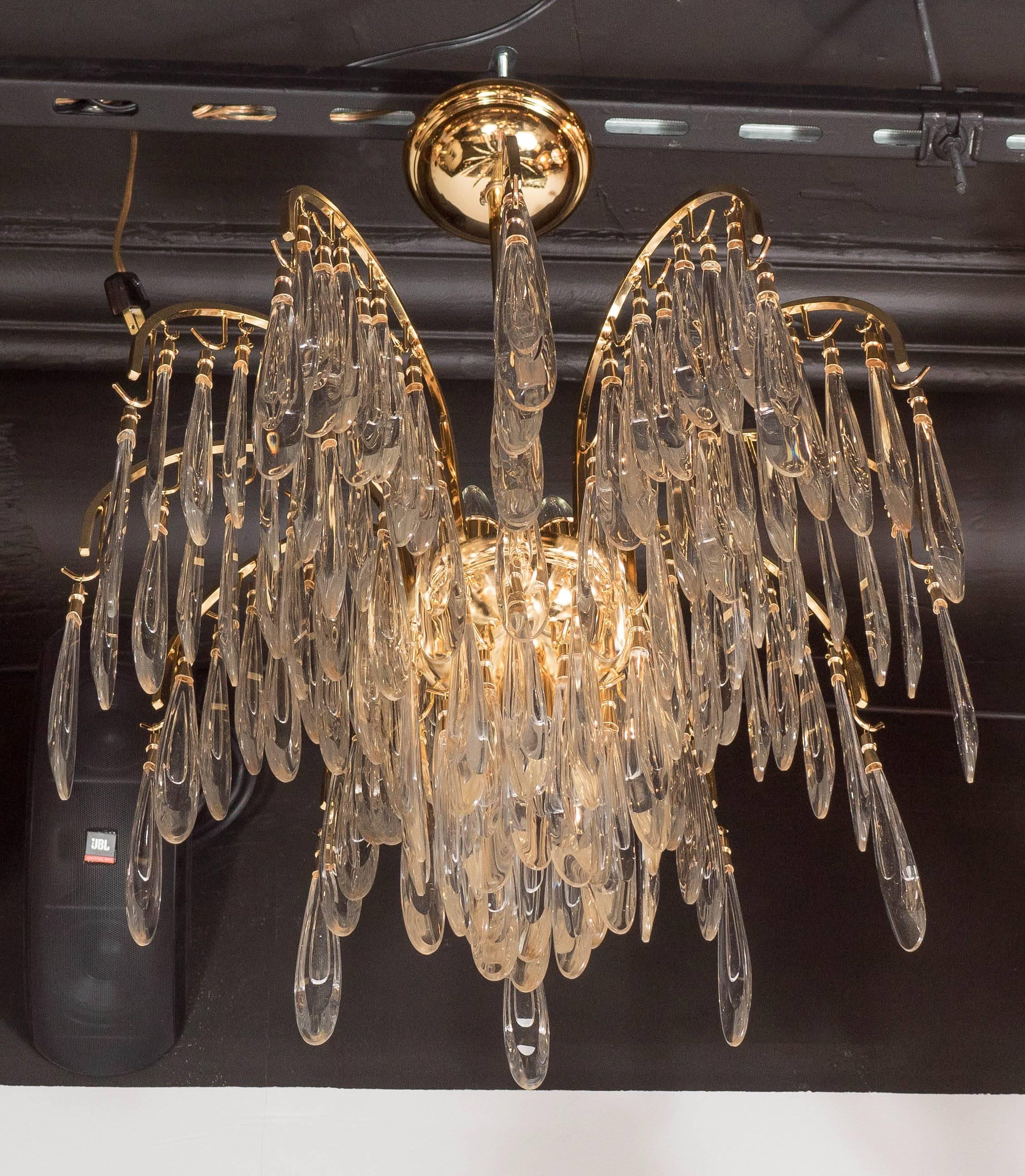 Stunning Mid-Century Modernist Twelve-Arm Chandelier in the Manner of Lobmeyr In Excellent Condition In New York, NY
