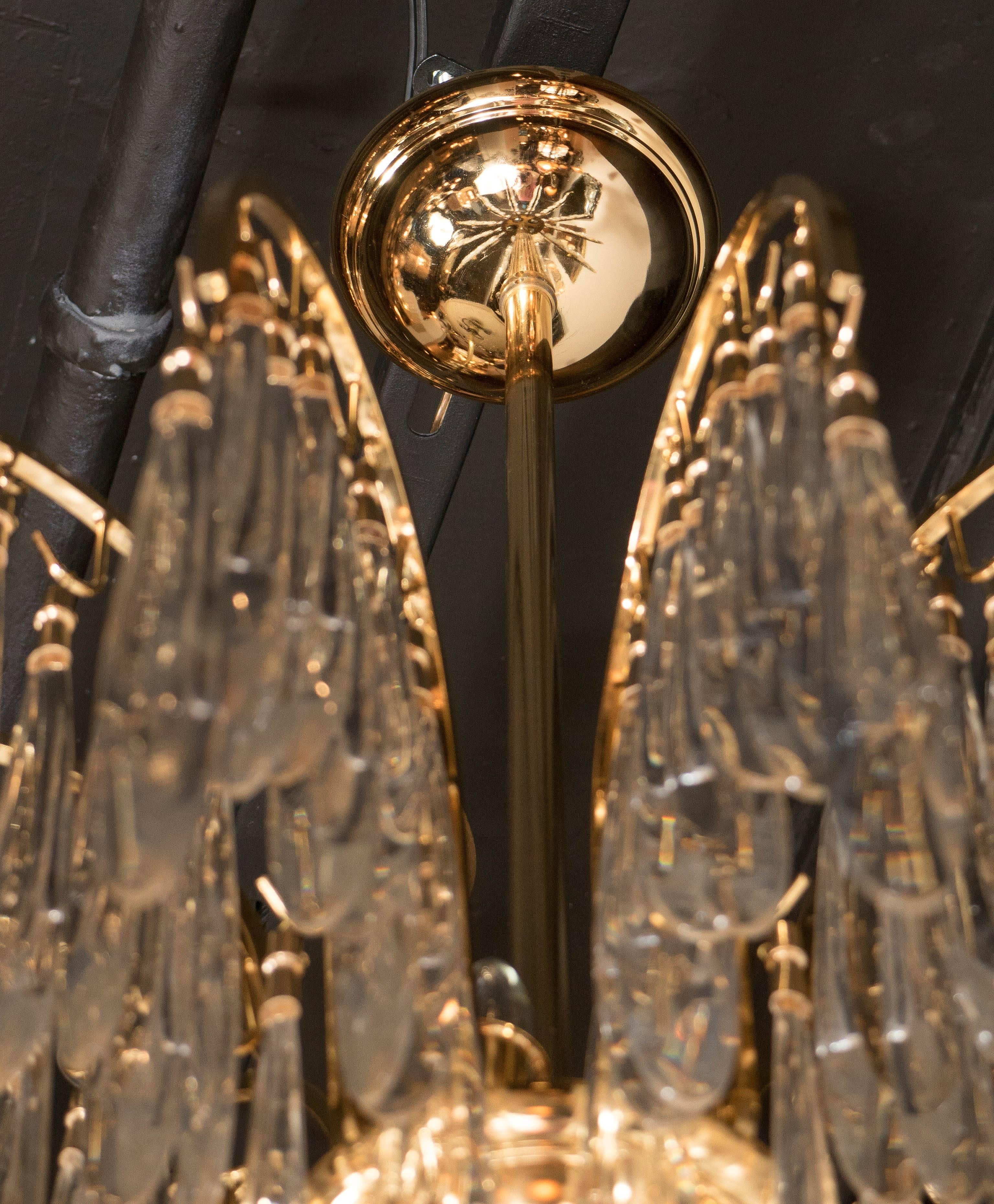 Stunning Mid-Century Modernist Twelve-Arm Chandelier in the Manner of Lobmeyr 1