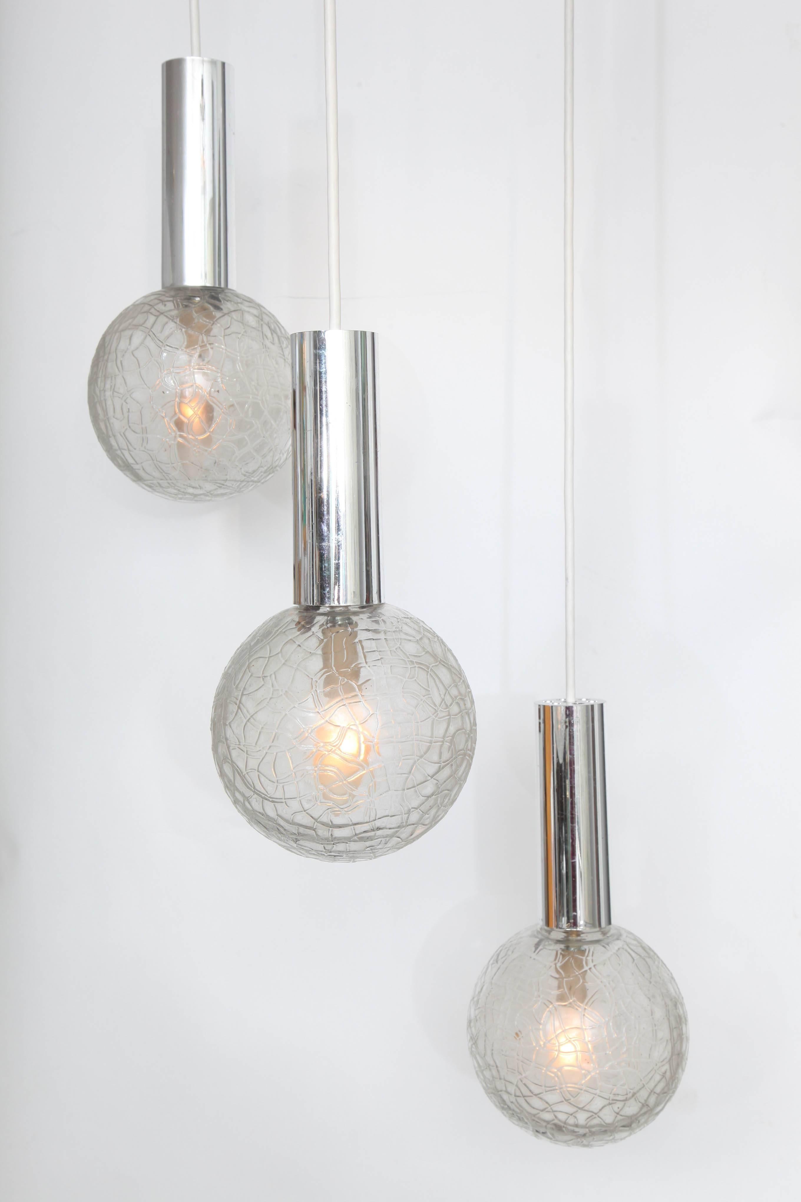 Glass Three-Globed Pendant Light Fixture