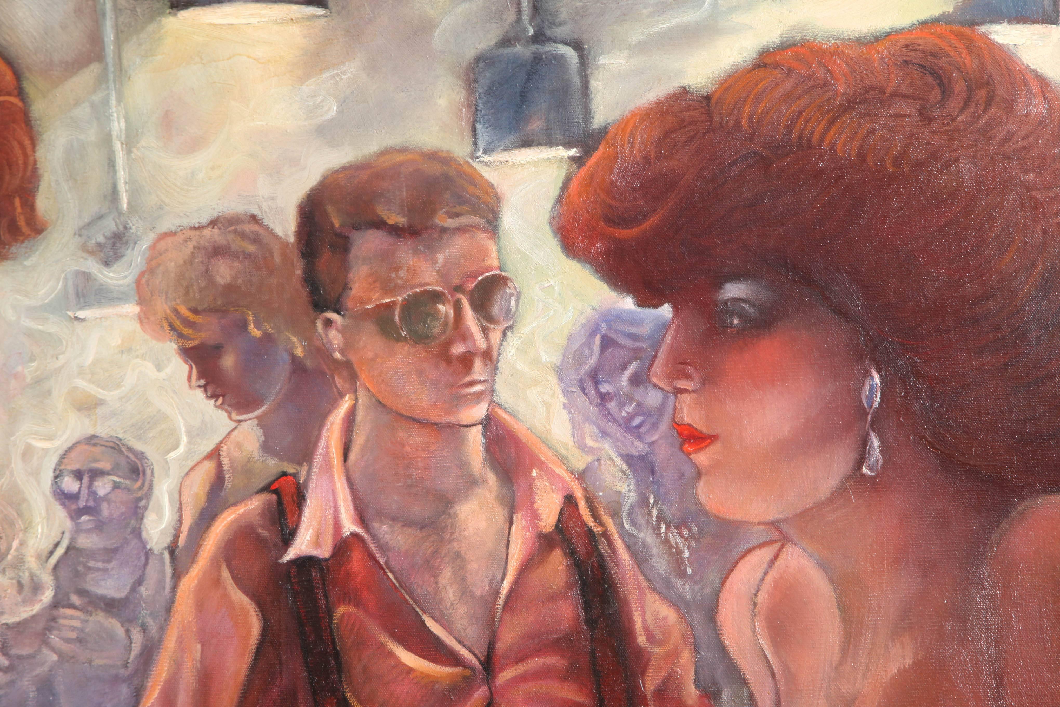 American Craftsman Bartender and the Ladies Oil on Canvas by Keith Keller