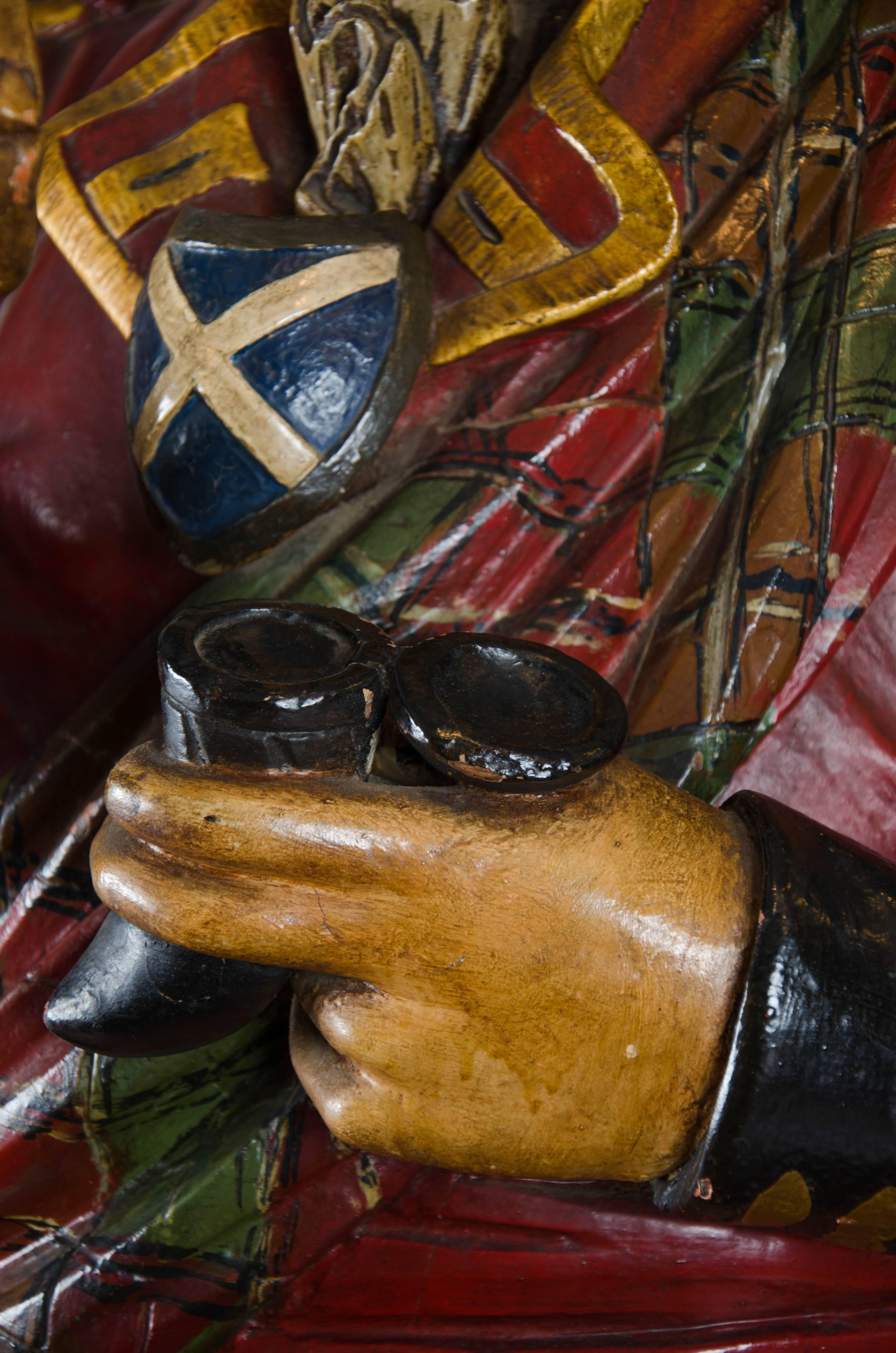 British 19th Century Life-Size Tobacconist's Carved Figure Of A Scottish Highlander