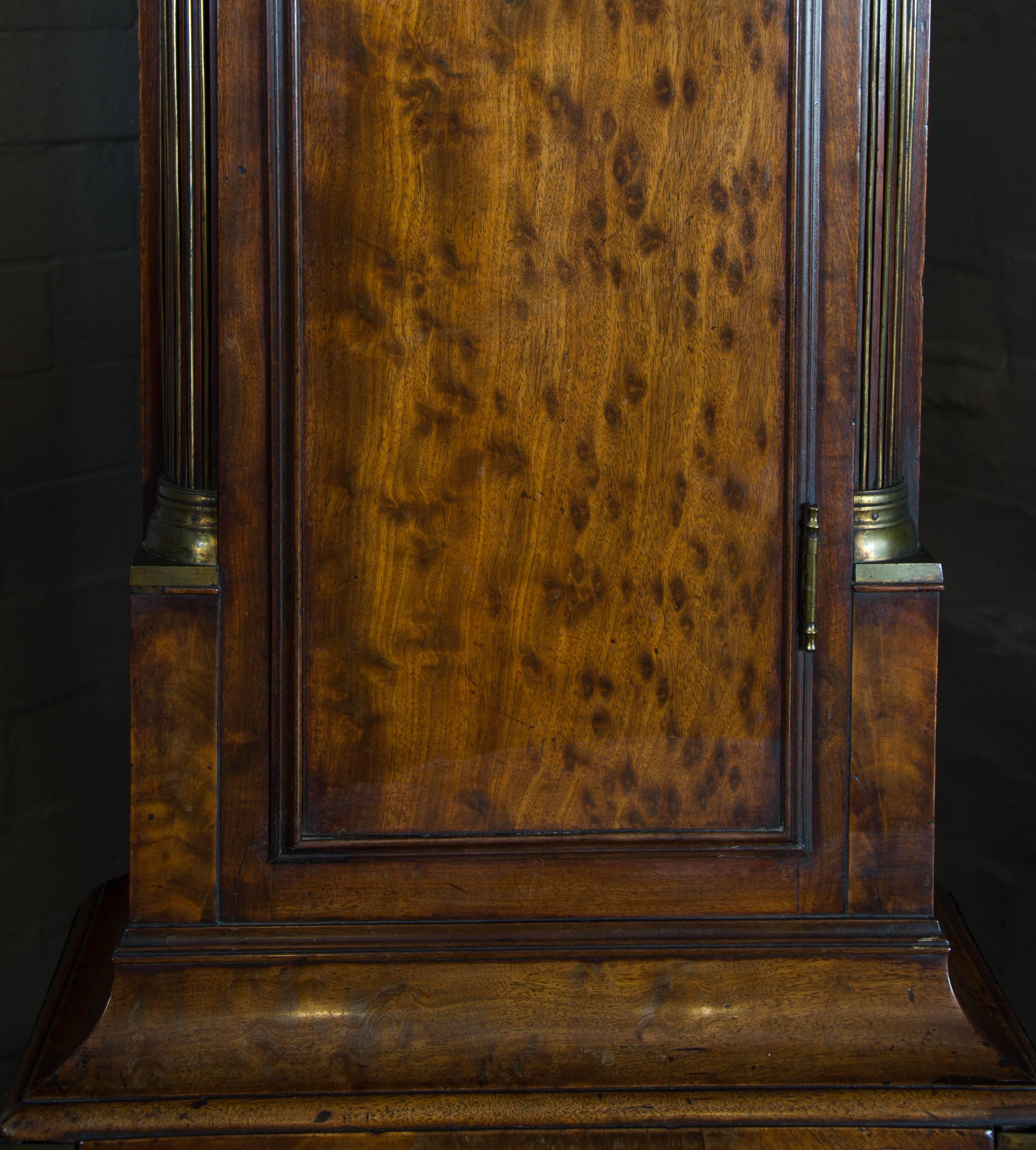 Mid-18th Century 18th Century mahogany long case clock; silvered chapter ring and gilt astragals