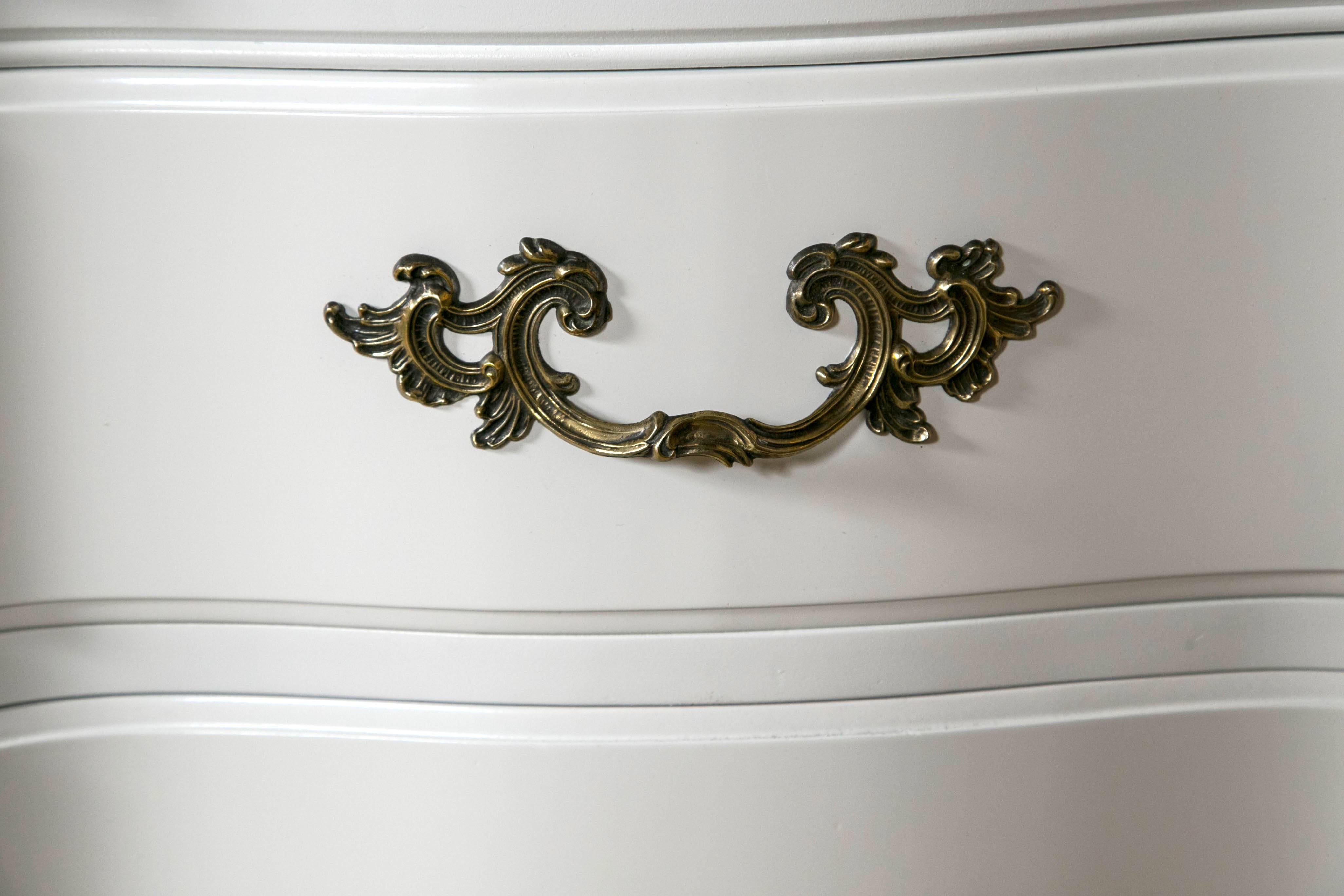 White and Gilt Paint Decorated Double Commode 1