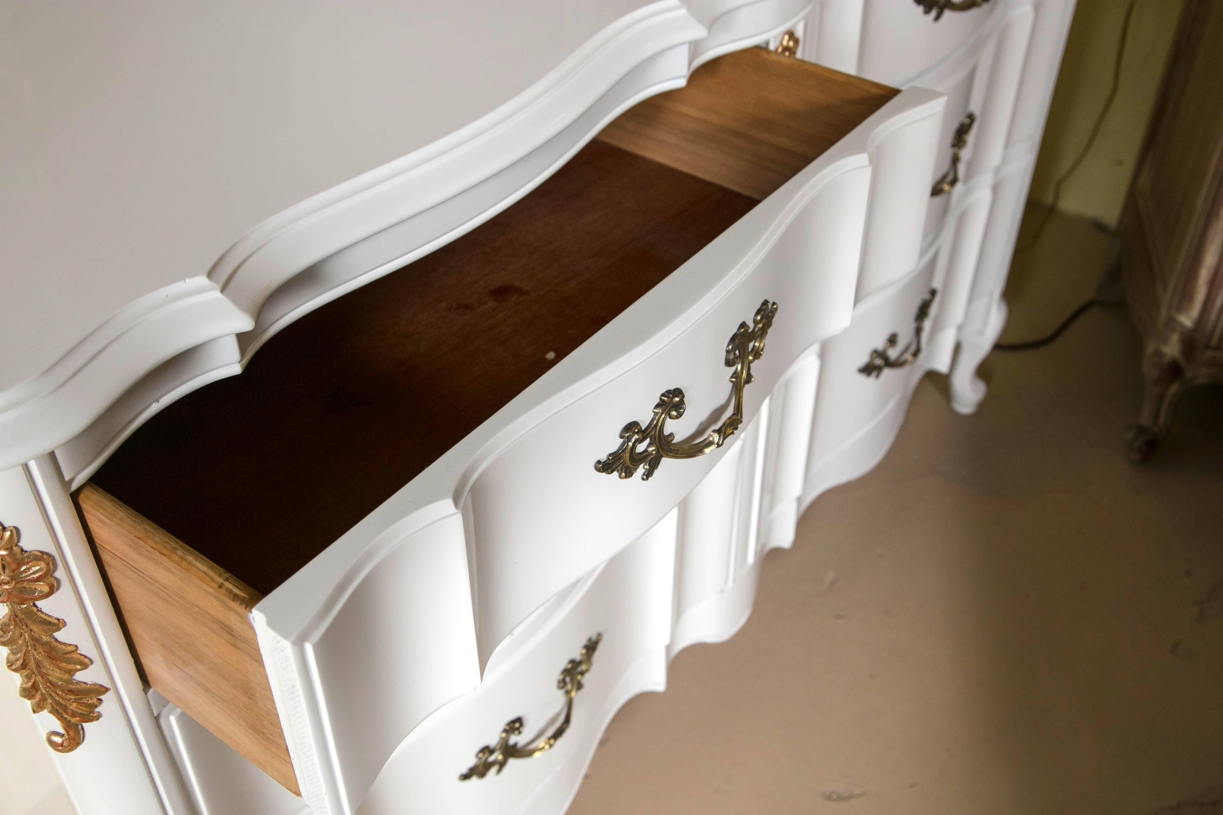 White and Gilt Paint Decorated Double Commode 2