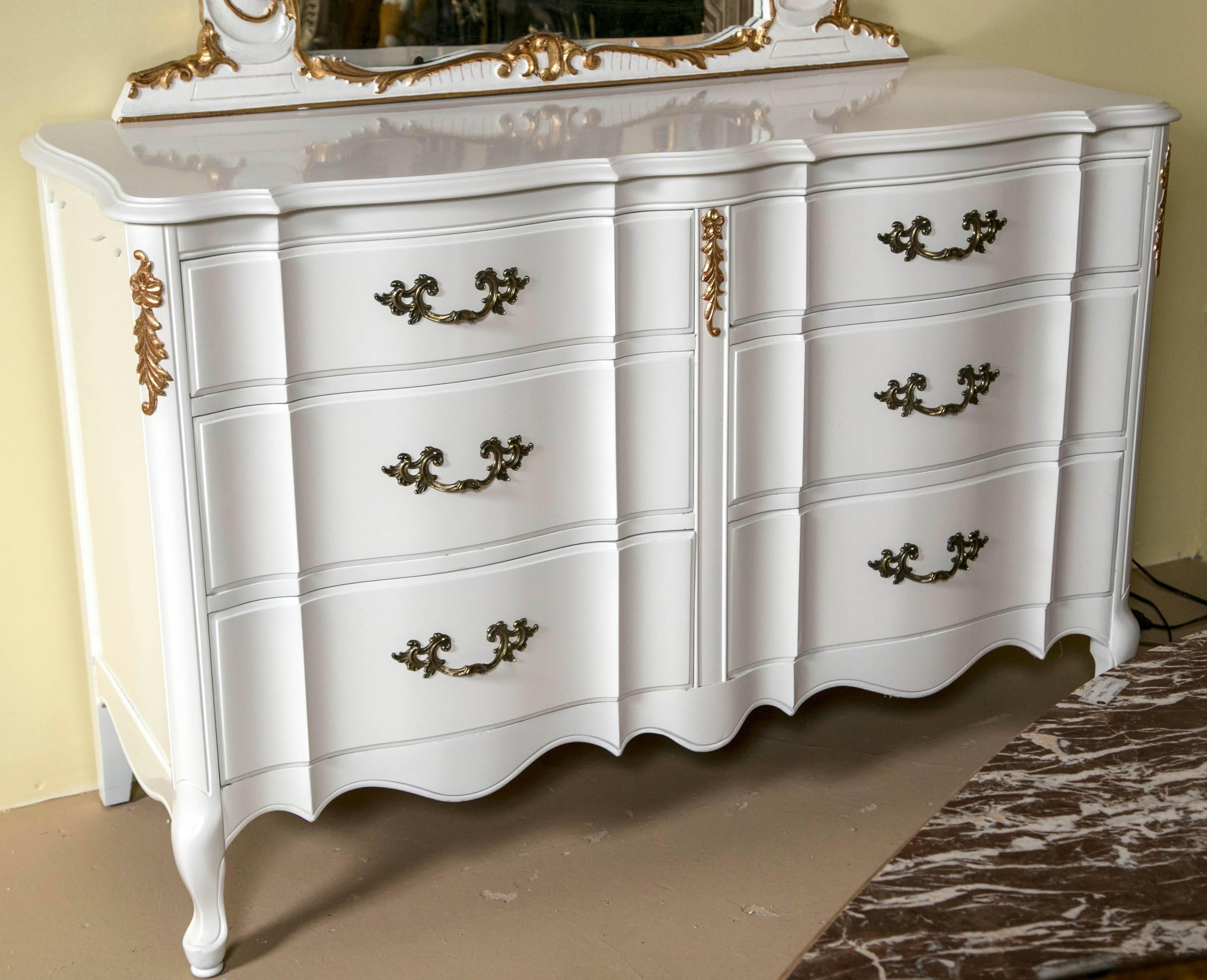 White and Gilt Paint Decorated Double Commode 3