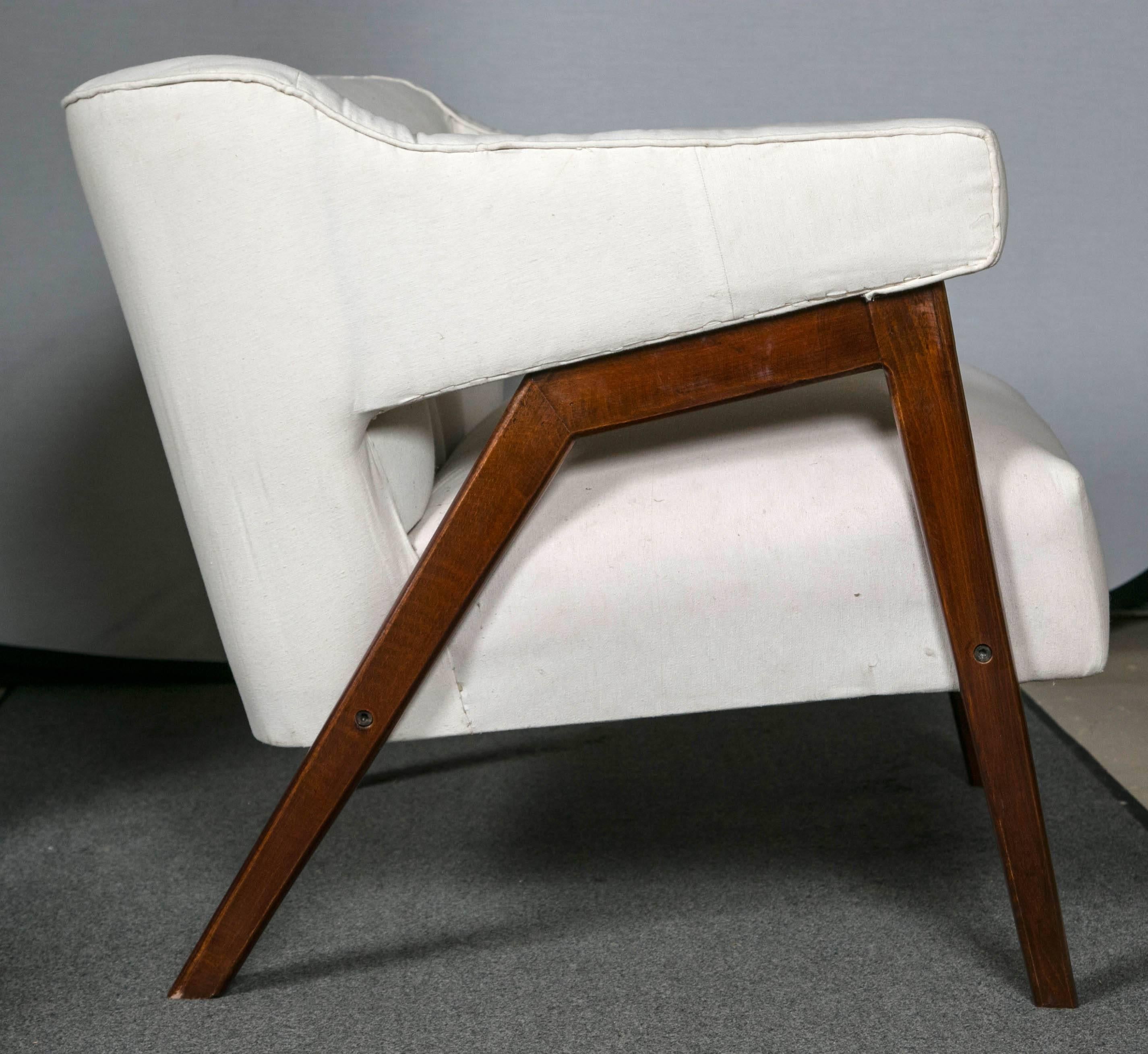 Danish Pair of Mid-Century Modern Arm Lounge Chairs