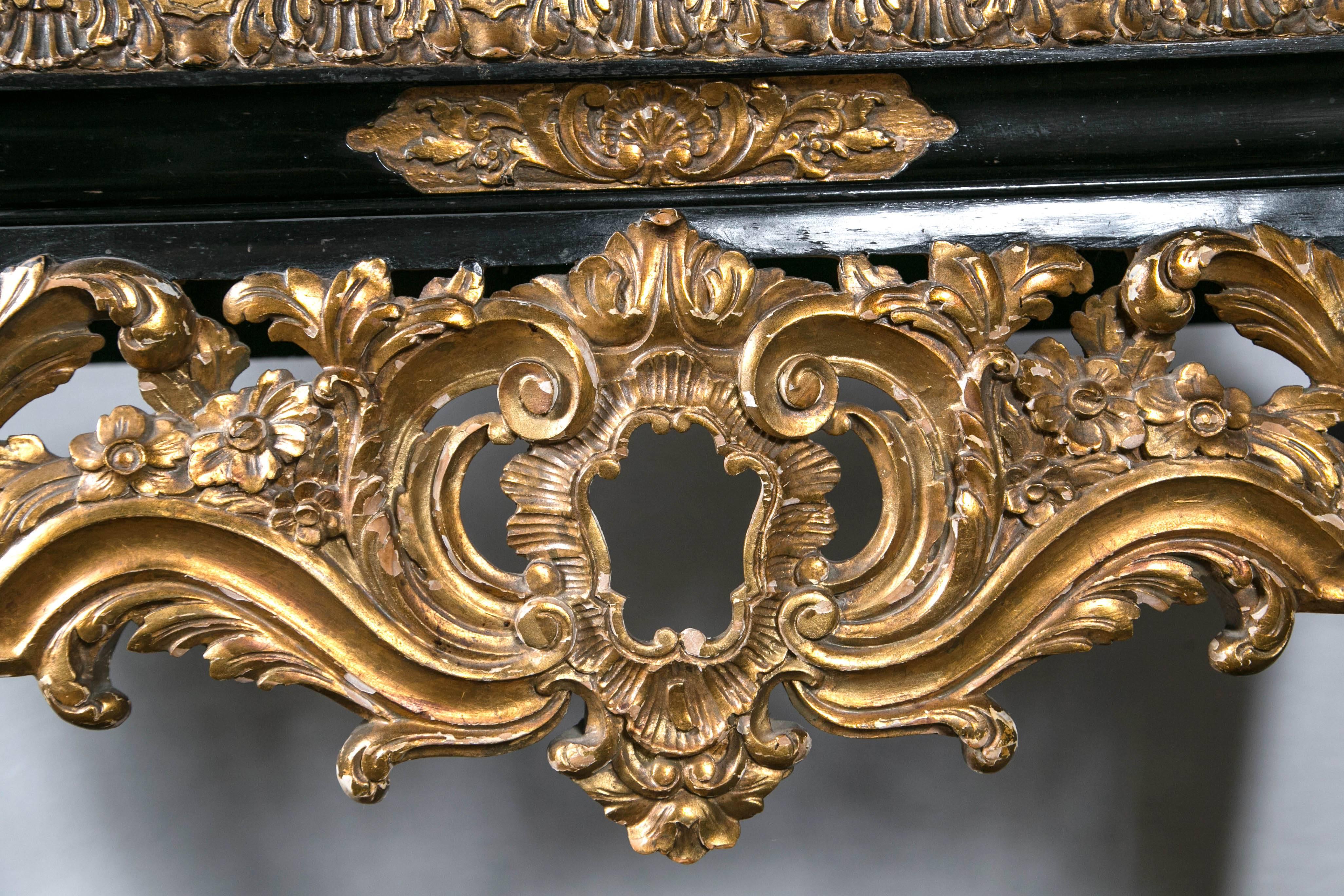 Gilt and Ebony Decorated Marble-Top Console 1