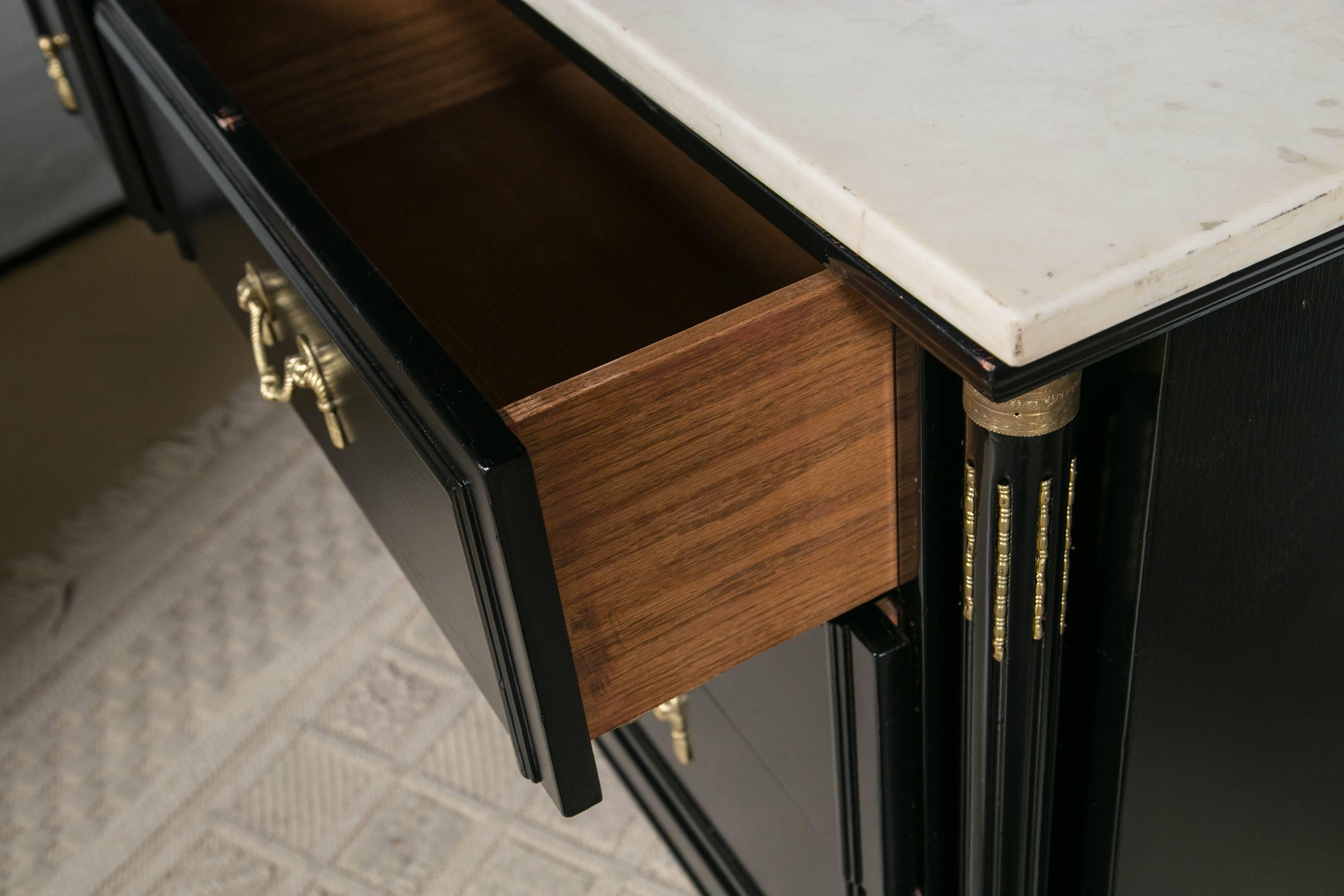 Louis XVI Style Marble-Top Ebonized Dresser or Sideboard by Maison Jansen 2