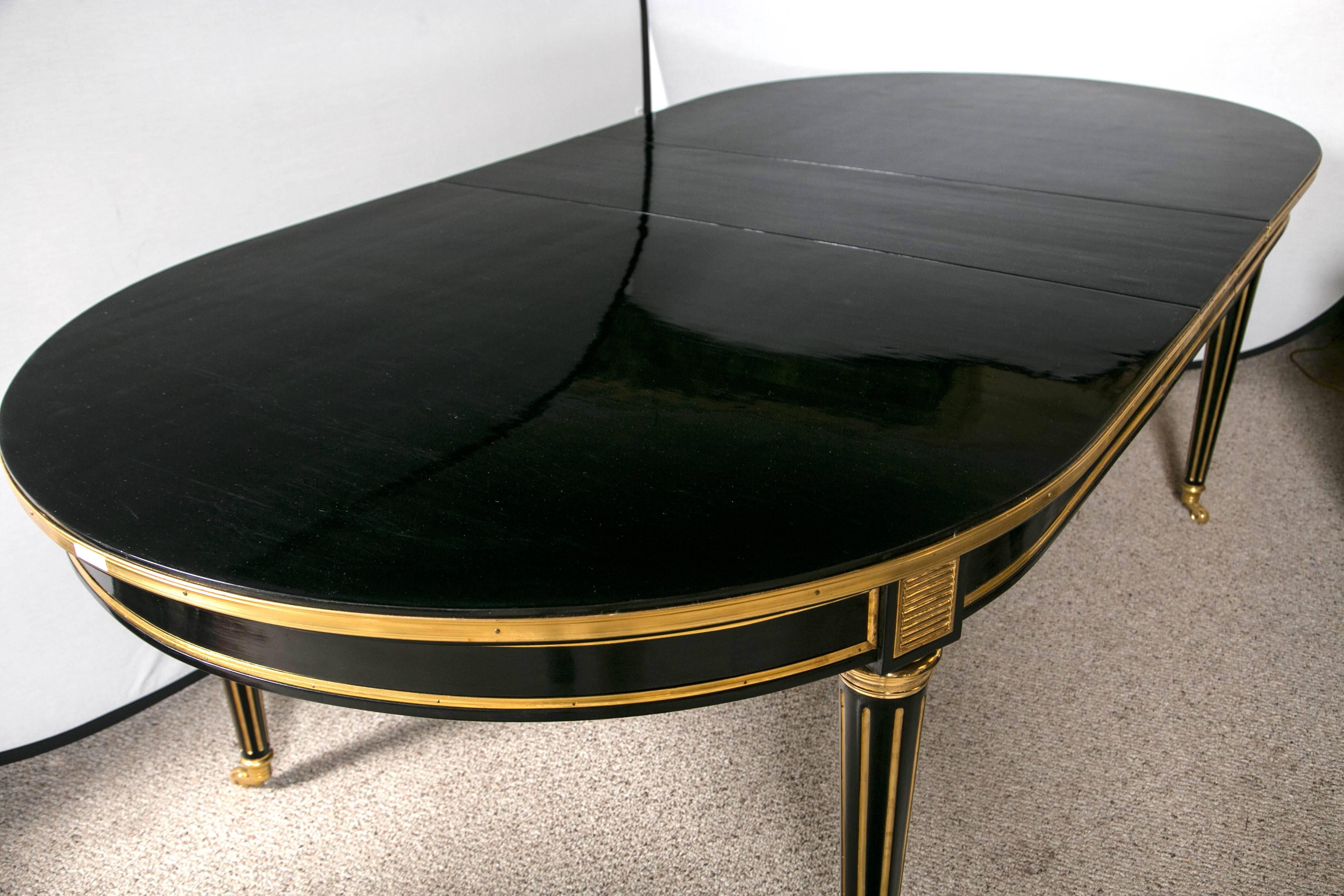 Mid-20th Century Louis XVI Style Ebonized Dining Table by Maison Jansen