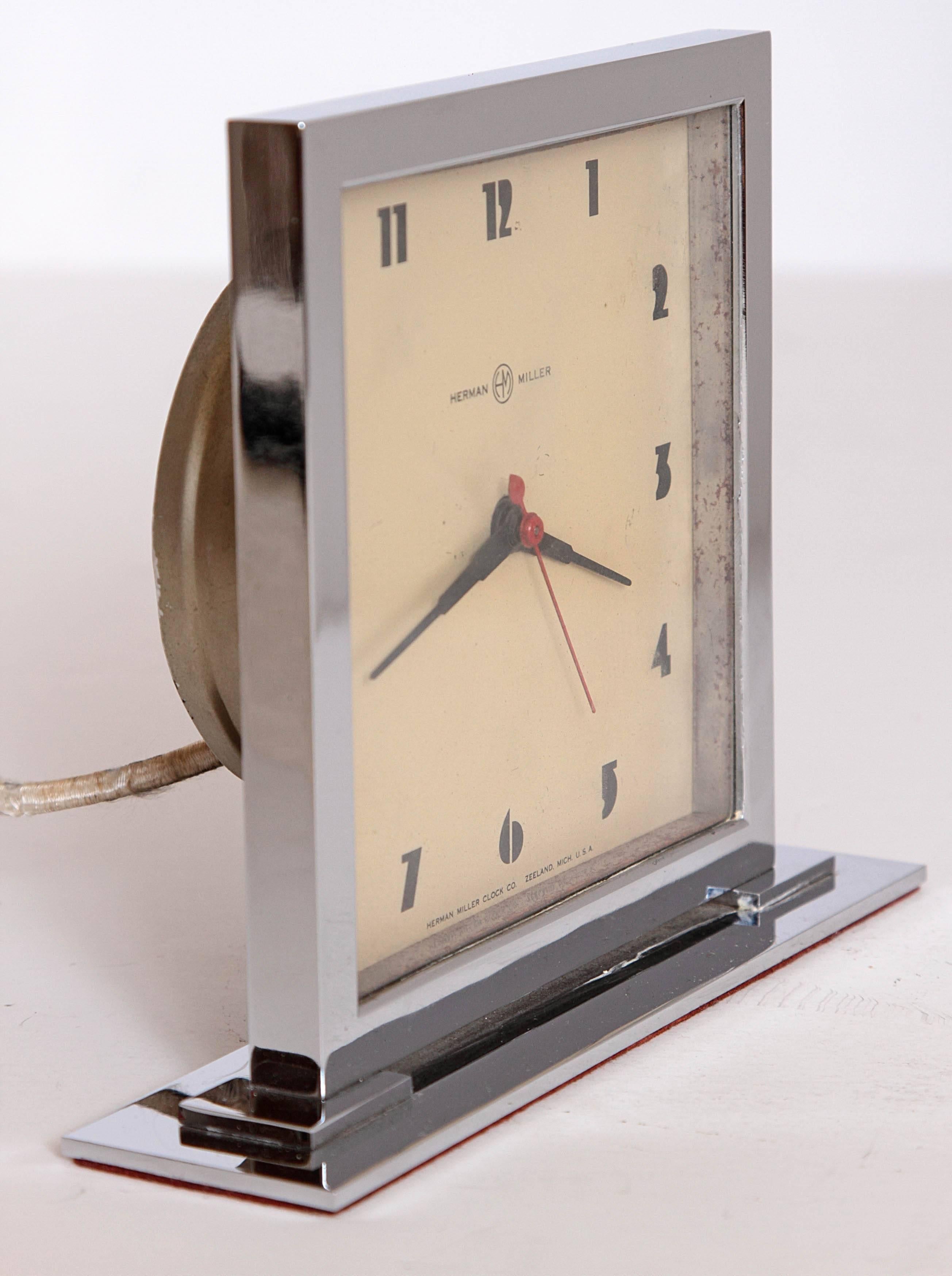 Mid-20th Century Gilbert Rohde for Herman Miller Original Working Machine Age Skyscraper Clock