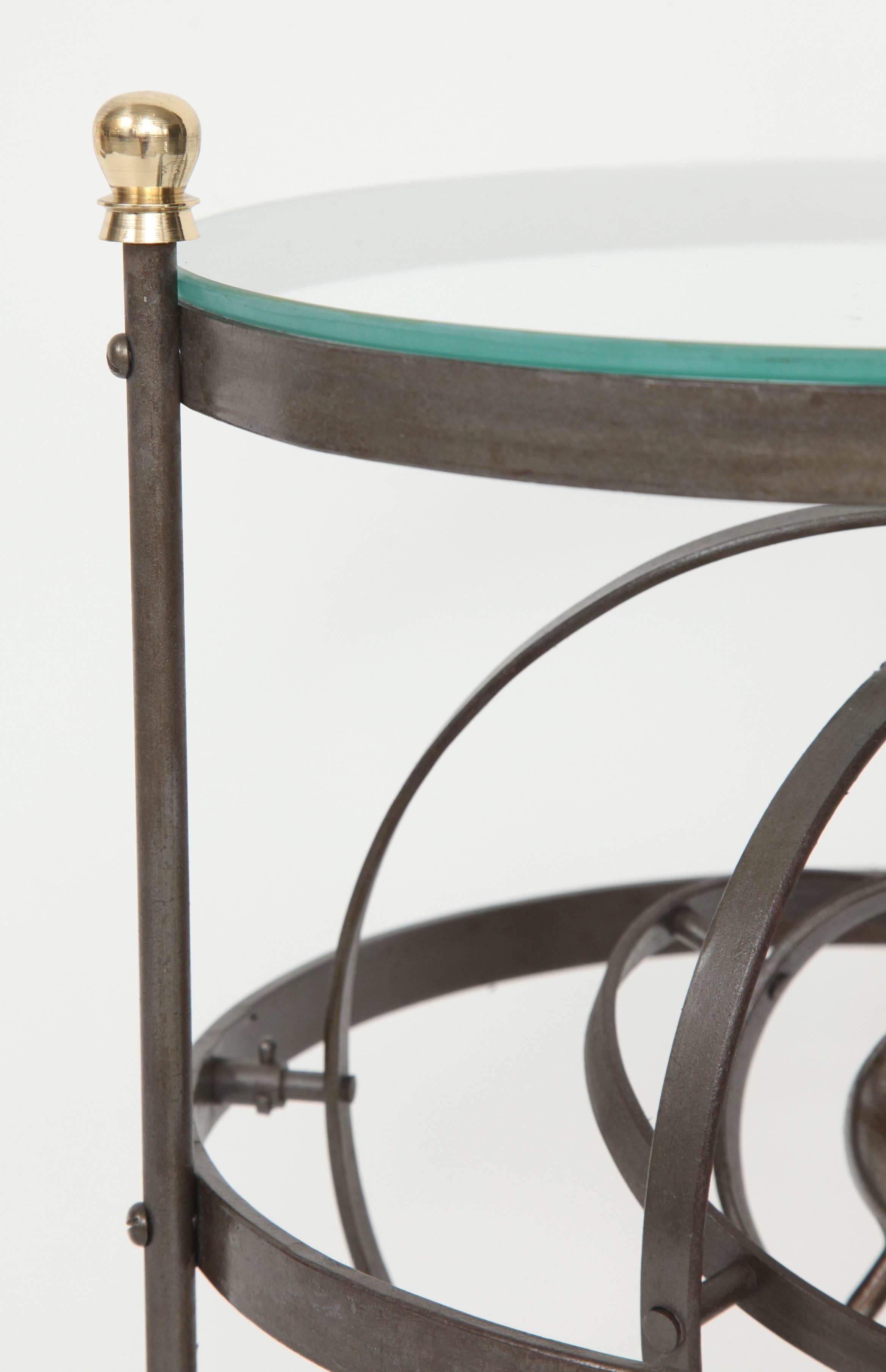 20th Century Bronze and Iron Astrolabe Side Table