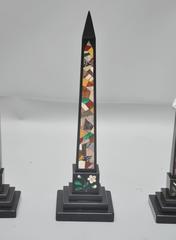 Set of Five Specimen Pietra Dura Inlaid Marble Obelisks, England, 1850