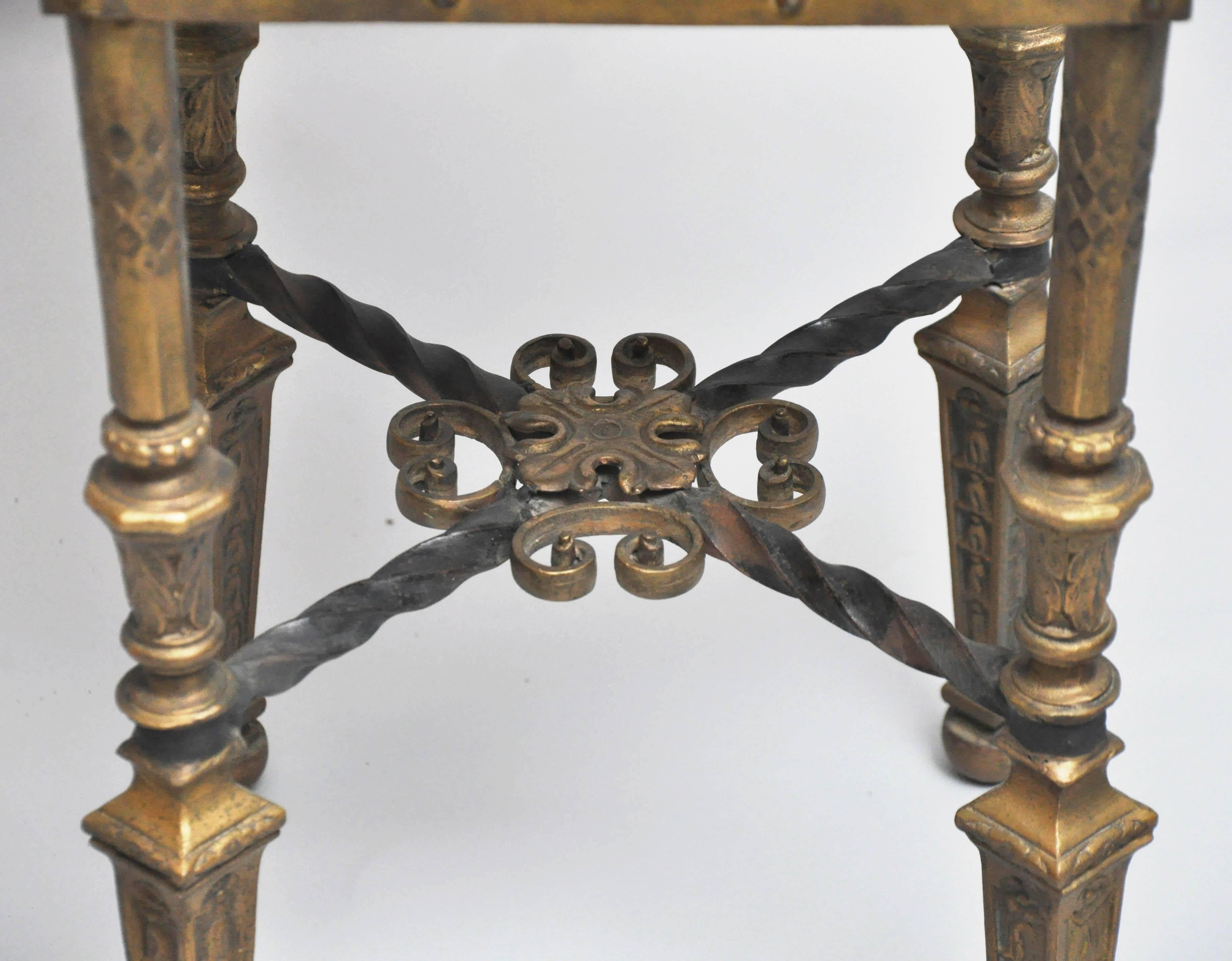 Louis XIV 19th Century Bronze Tabernacle End Table For Sale