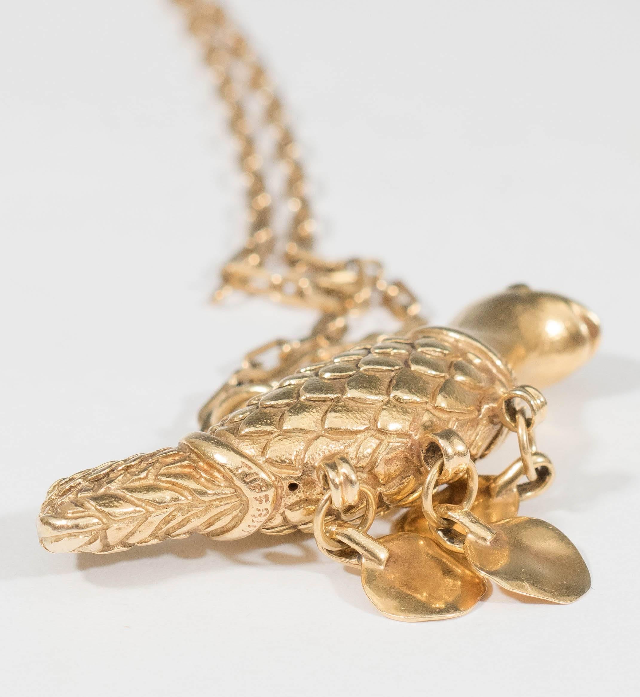 20th Century Tiffany & Co. Bird Pendant Necklace in 18k Yellow Gold