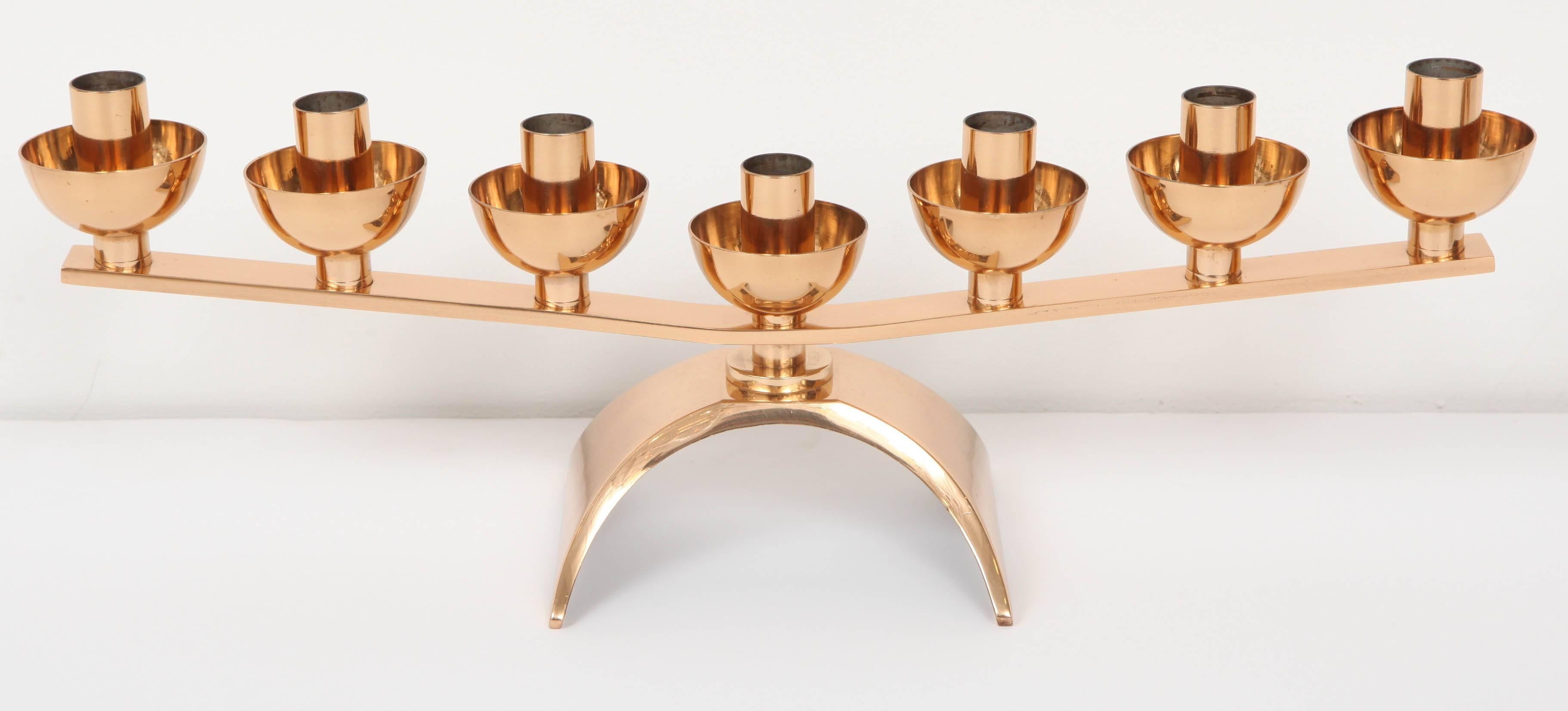 20th Century Pair of Brass Mid-Century Modern Candleholders, circa 1960 For Sale