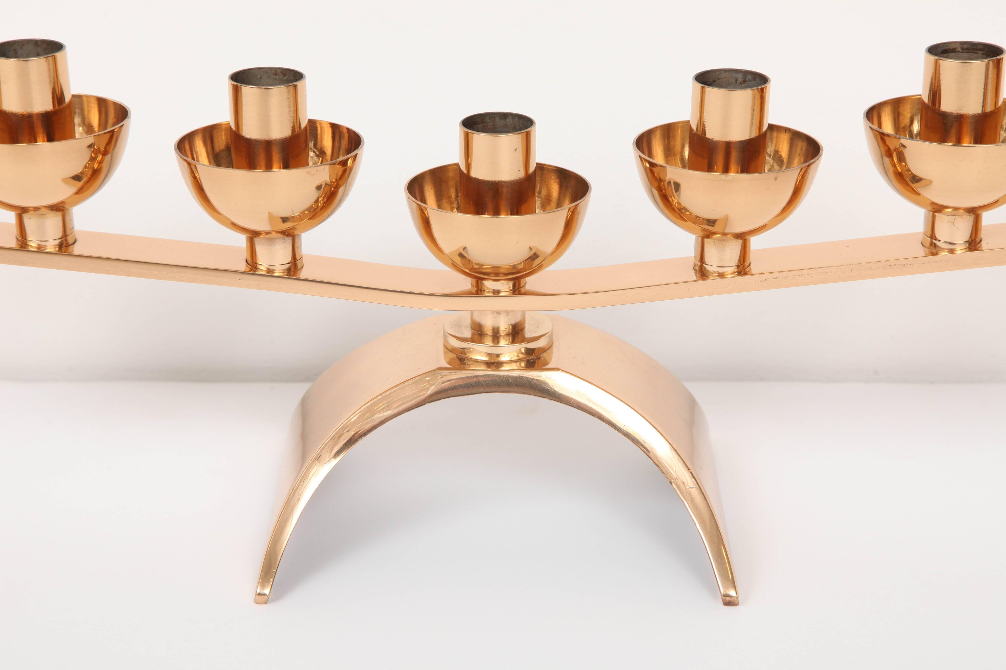 Pair of Brass Mid-Century Modern Candleholders, circa 1960 For Sale 2