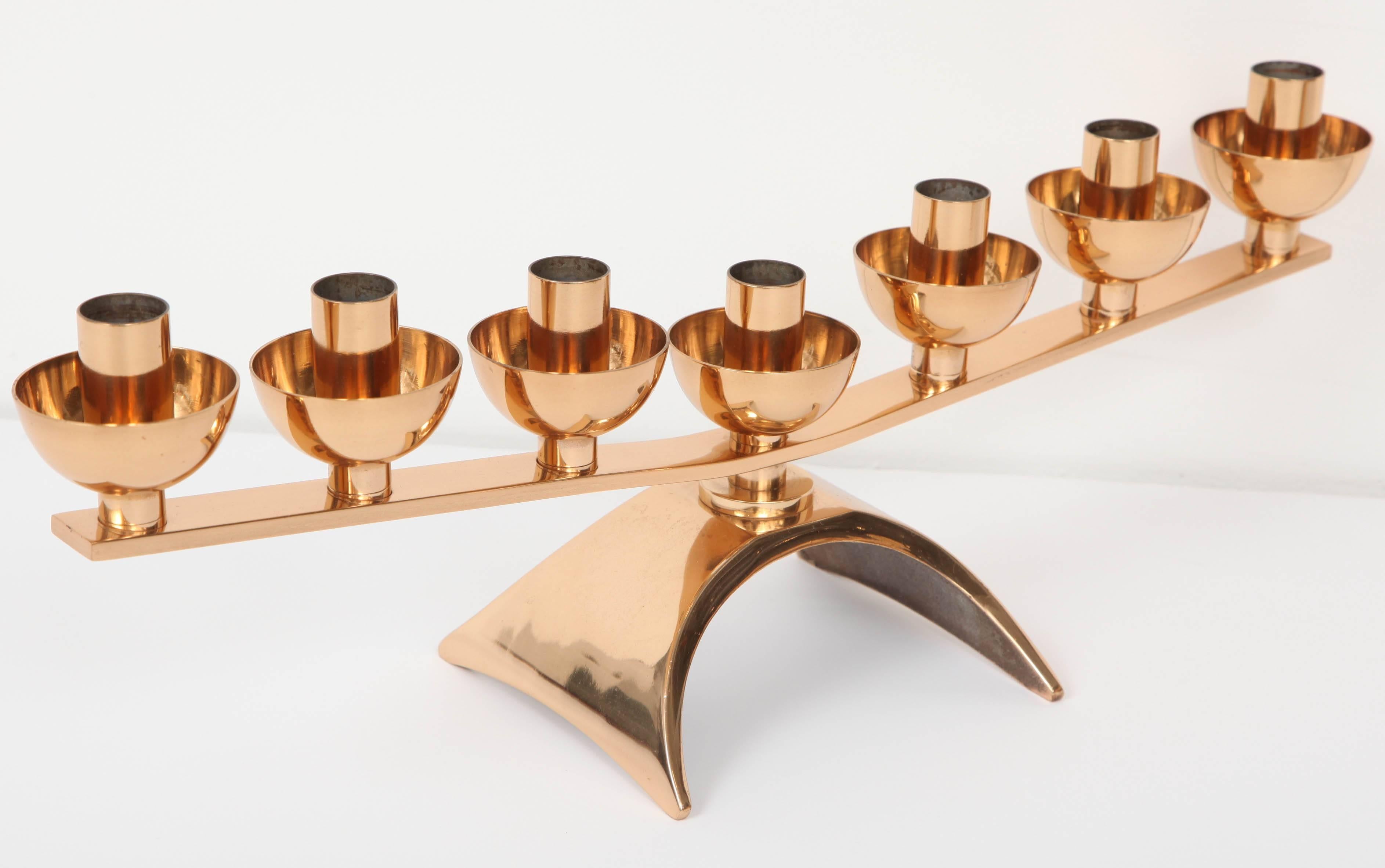Pair of Brass Mid-Century Modern Candleholders, circa 1960 For Sale 3