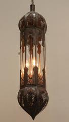 Large Moorish Moroccan Clear Glass Hanging Lantern