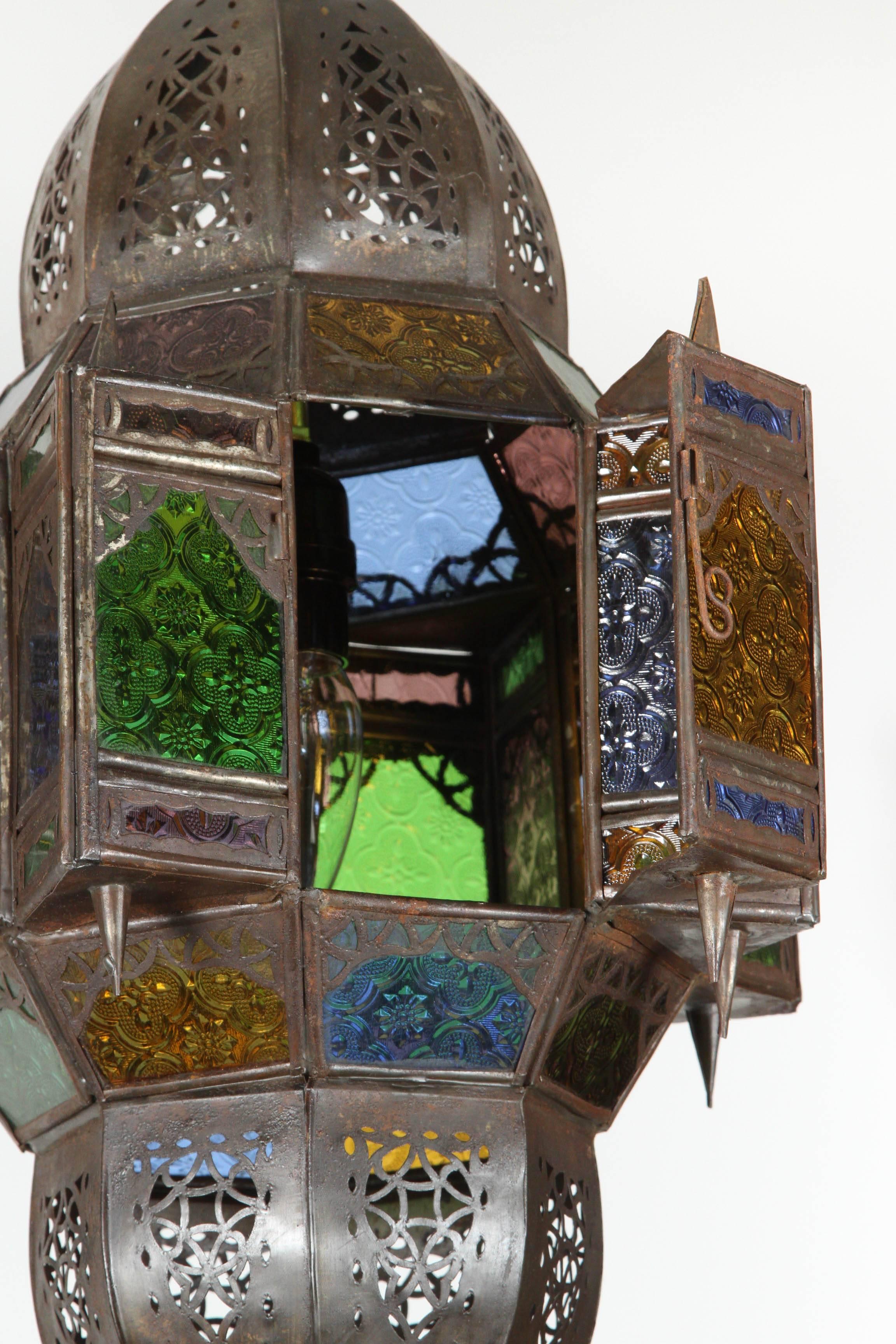 Moroccan Moorish Metal Filigree and Glass Pendant in Star Shape 2