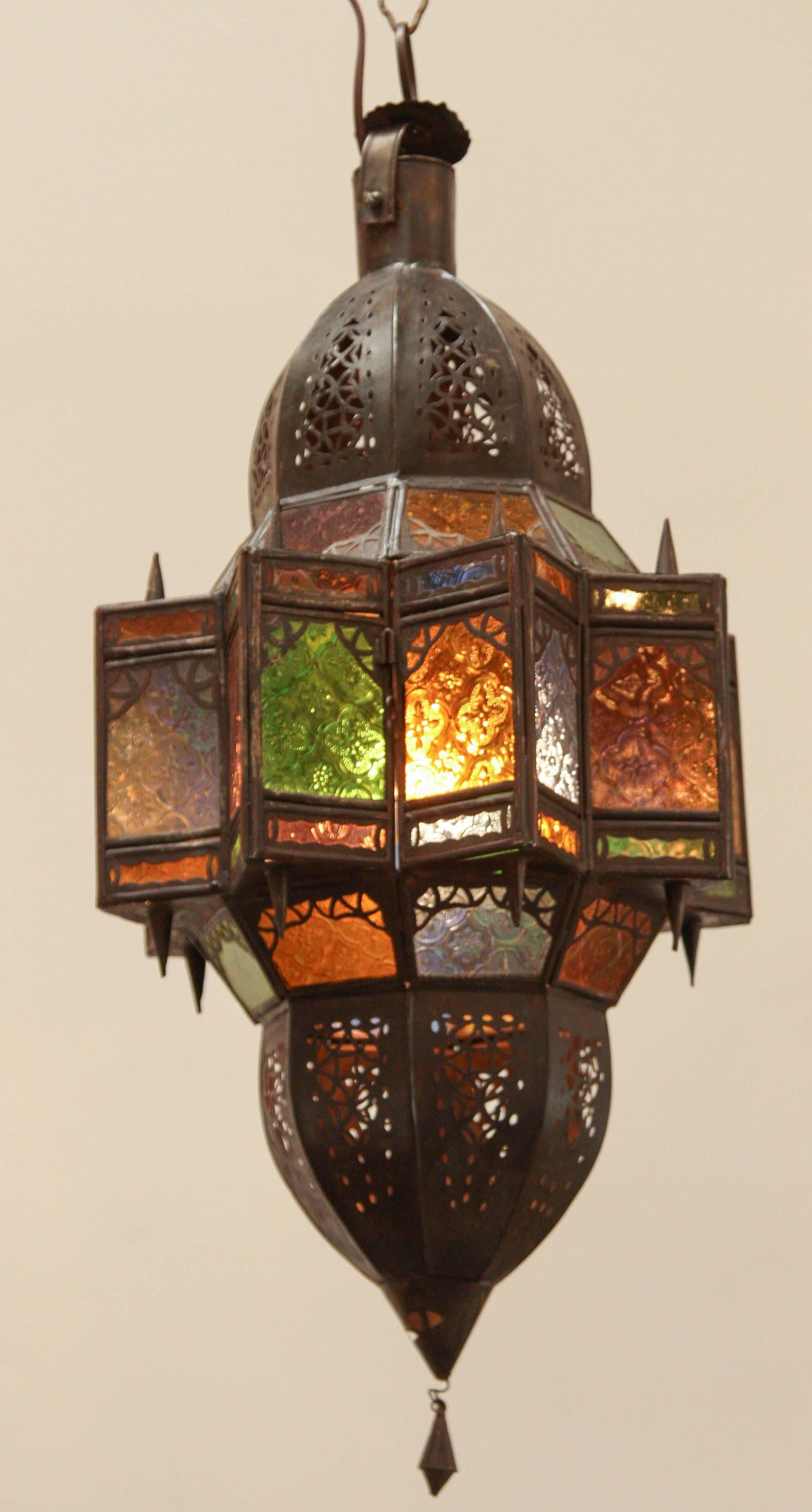 Moroccan Moorish Metal Filigree and Glass Pendant in Star Shape 3