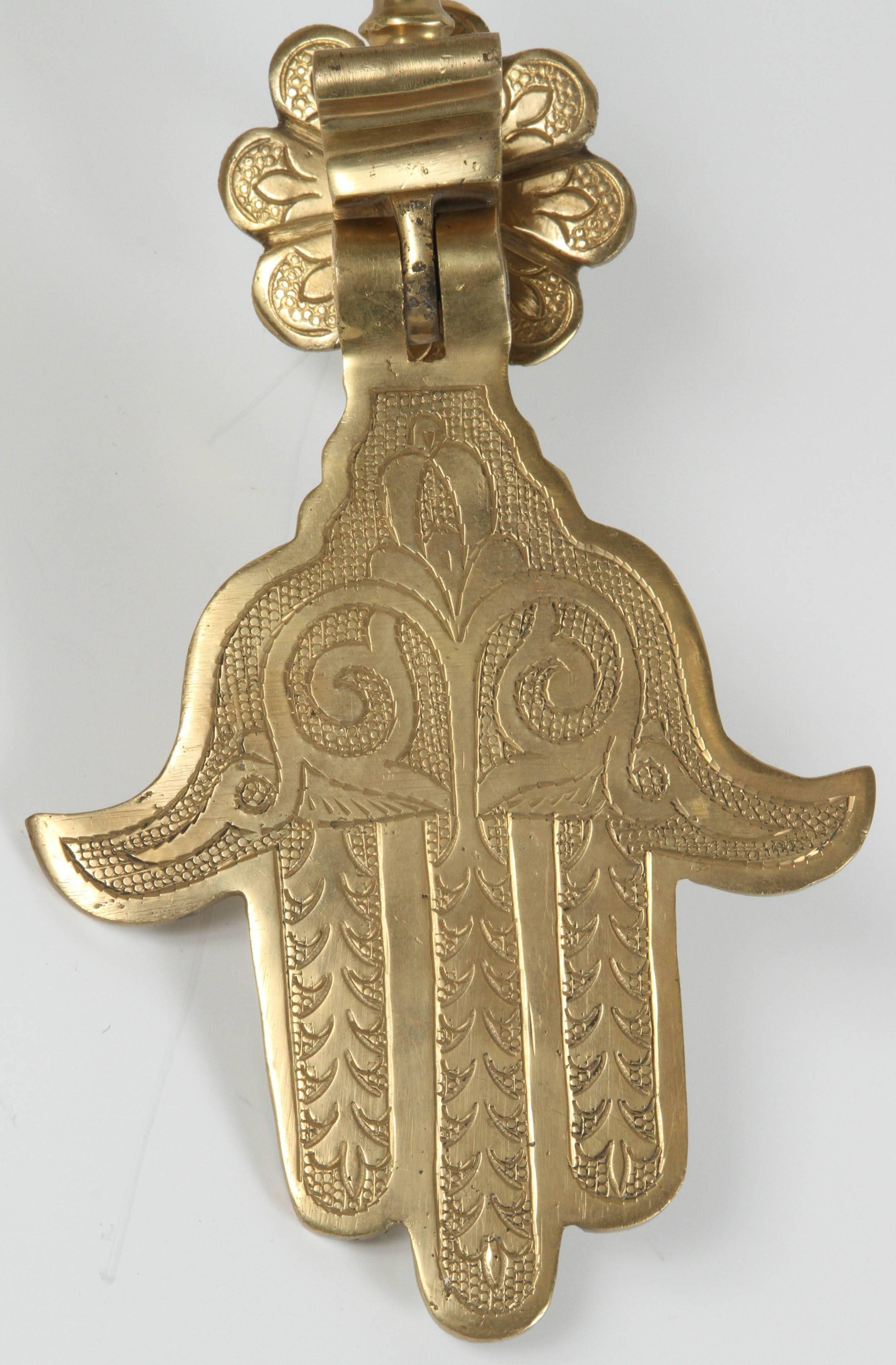 Hand-Carved Moroccan Brass Khamsa Door Knocker