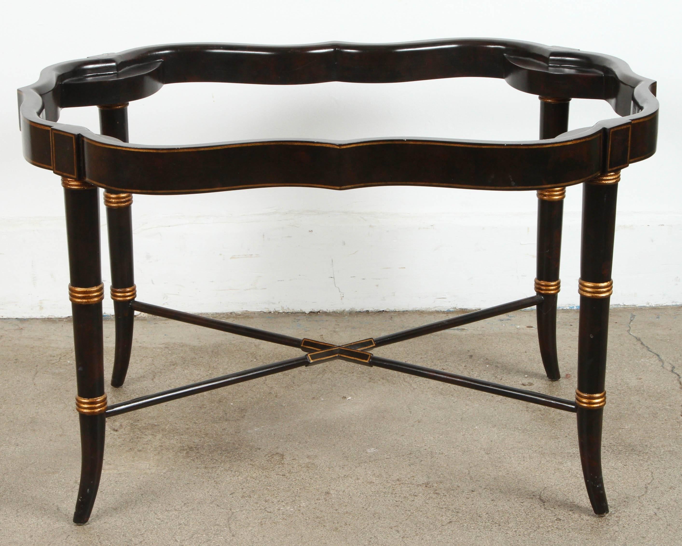 Hand-Painted Black Tray Coffee Table by Maitland-Smith In Excellent Condition In North Hollywood, CA