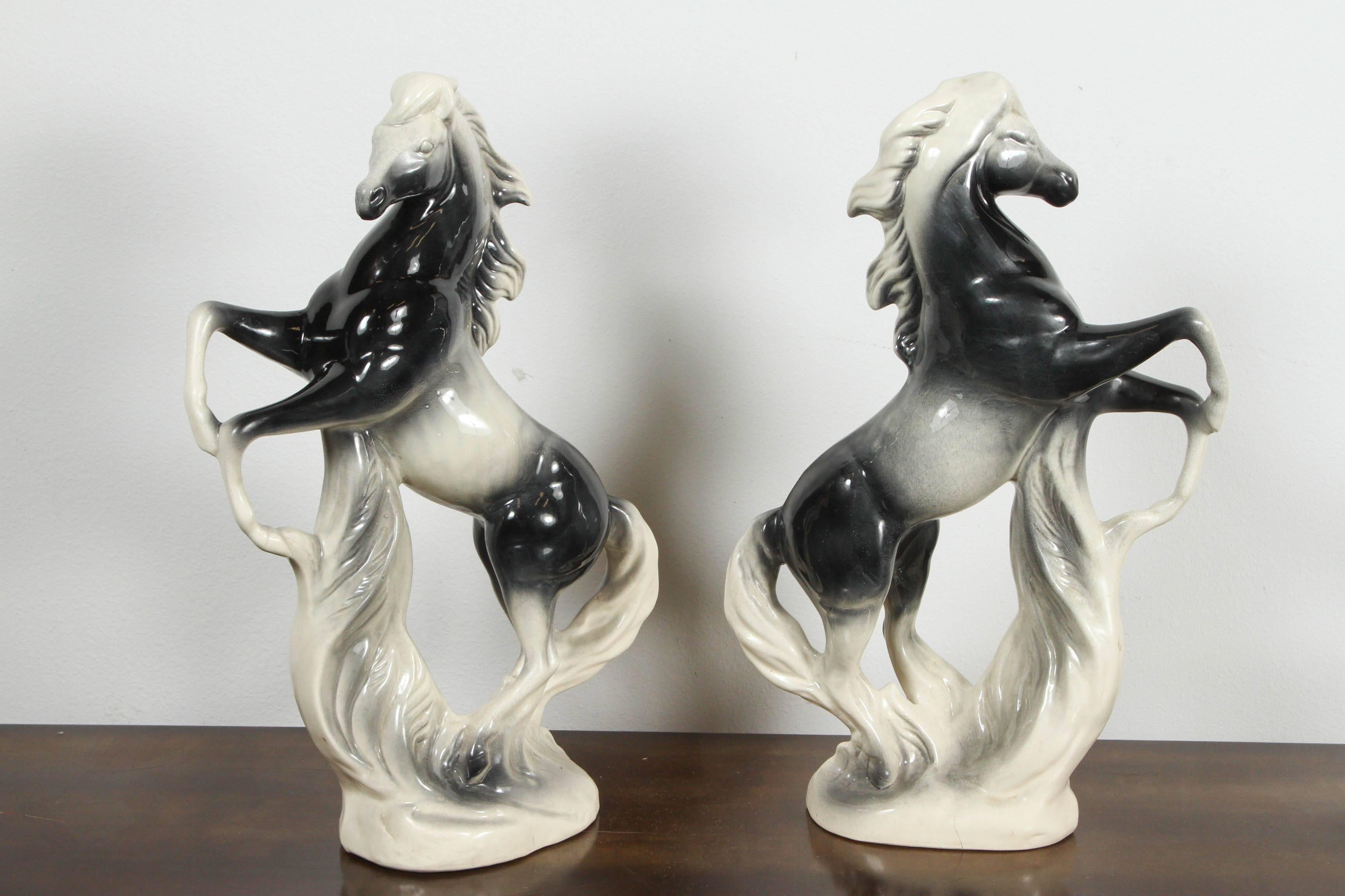 American 1950s Large Ceramic Horse Statues